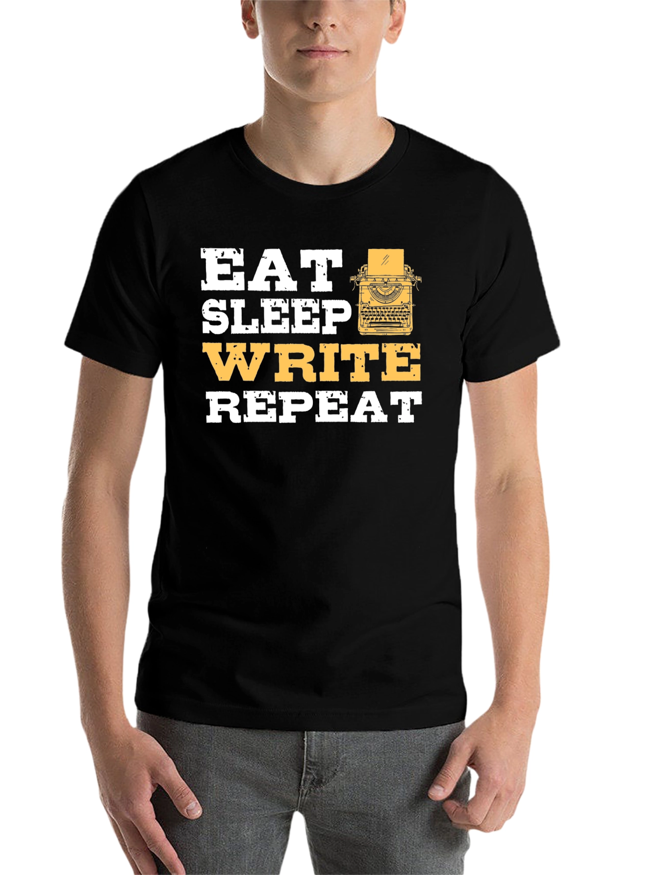 Black Eat Sleep Write Repeat T-Shirt - Writer's Gift view 7