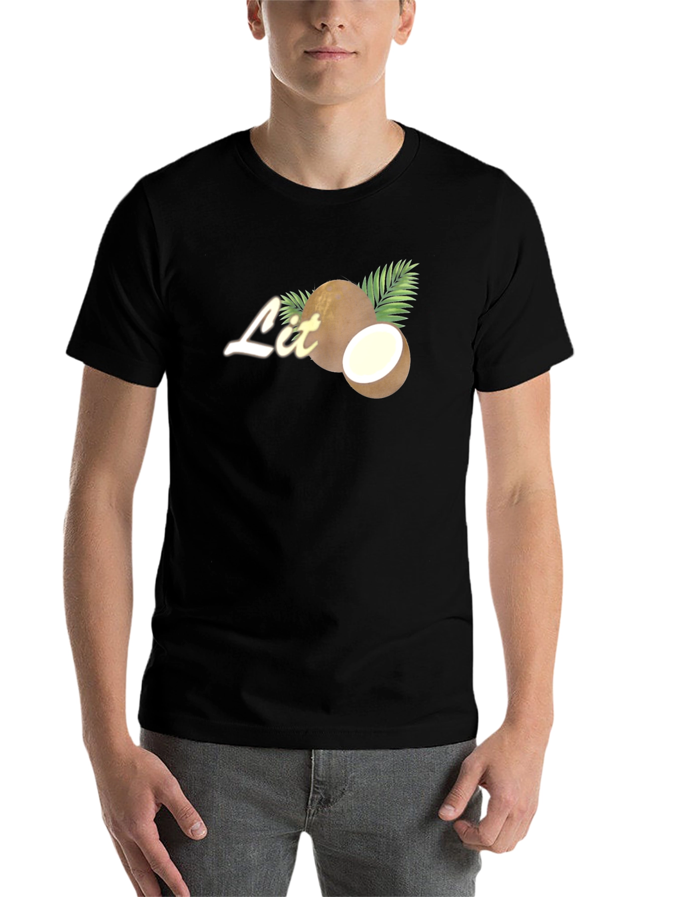 Black Coconut Lit Tee - Tropical Vibes T-Shirt view 7
