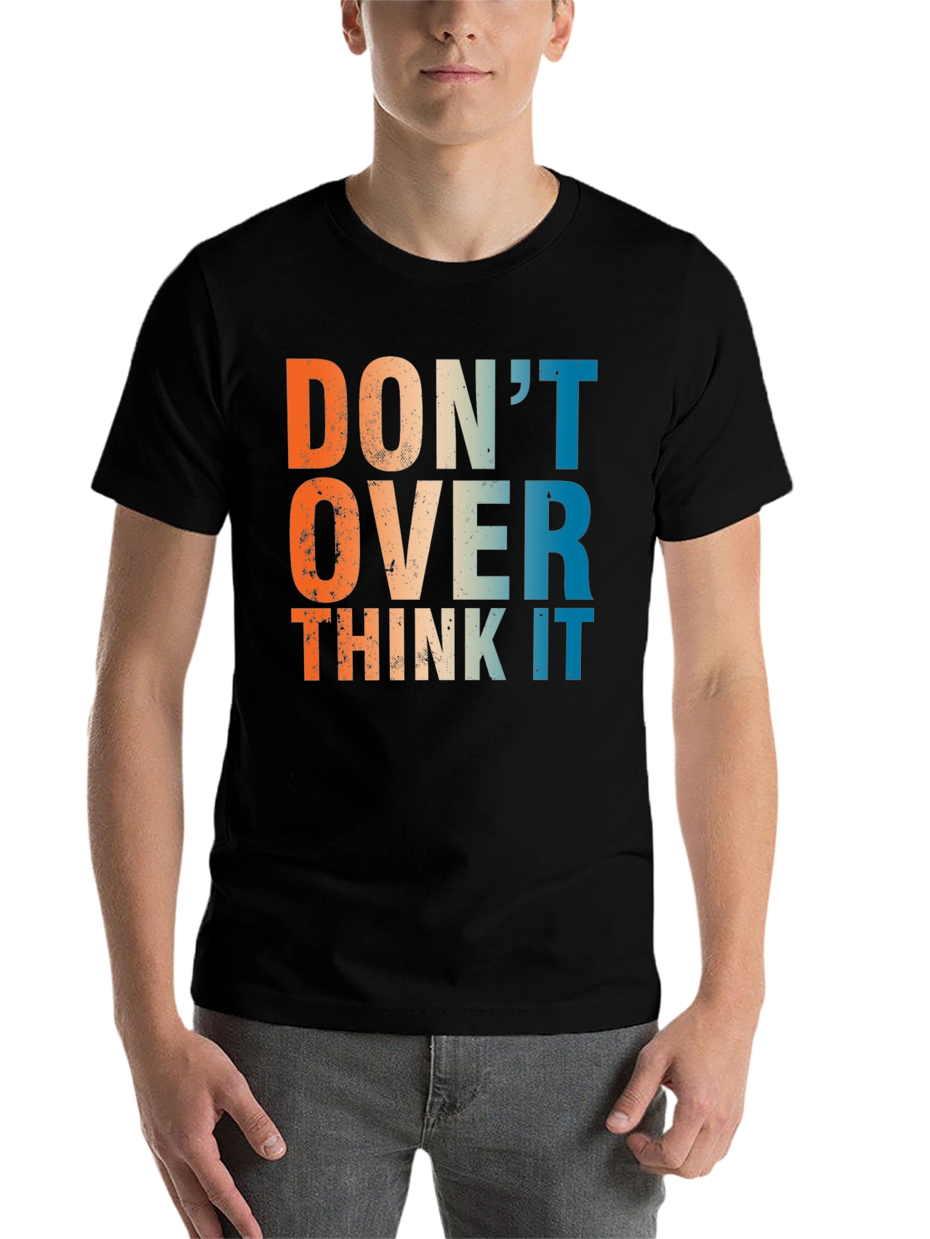 Black Don't Over Think It - Retro Graphic T-Shirt view 7