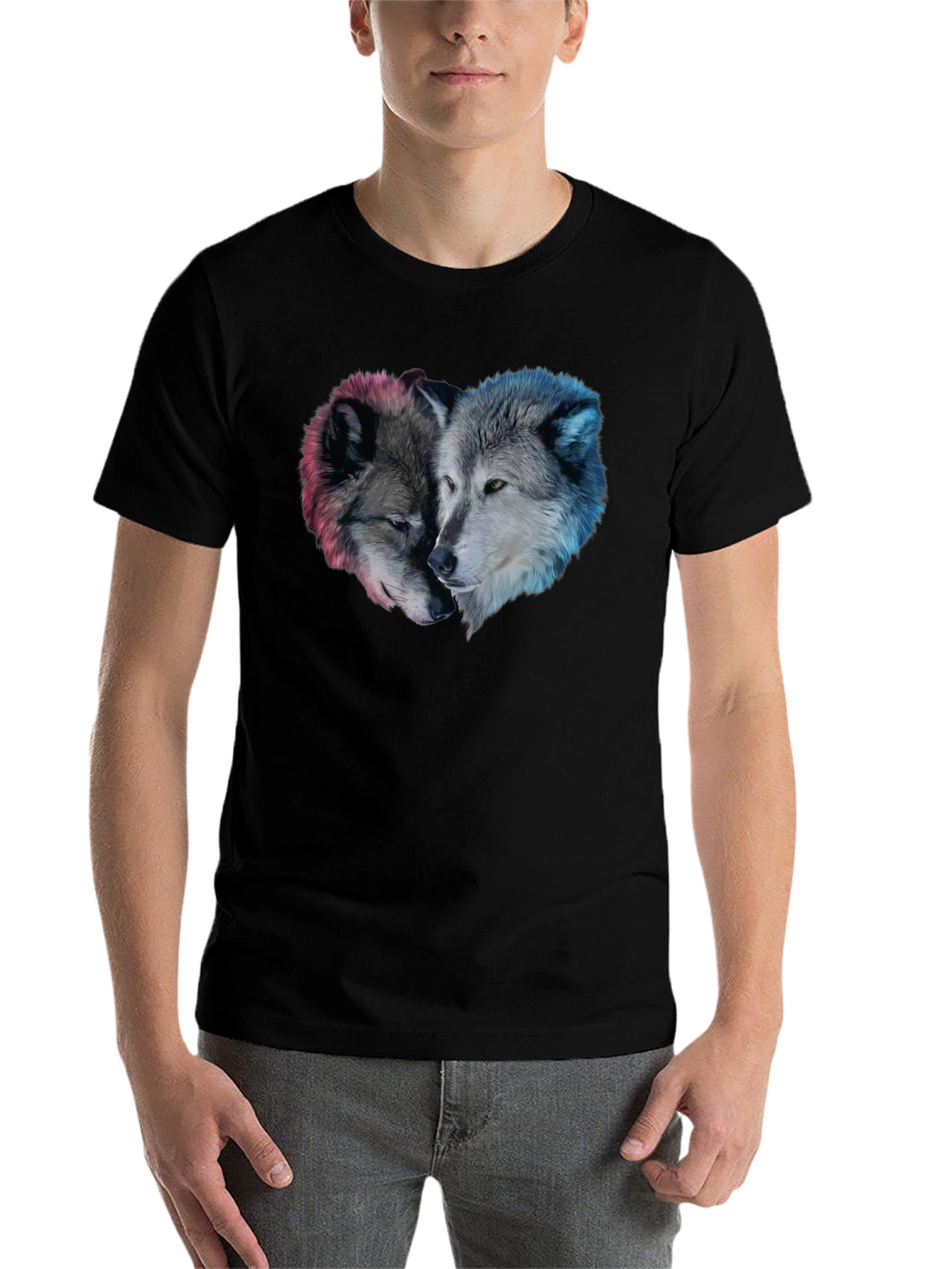 Black Wolf Heart Graphic Black T-Shirt view 7
