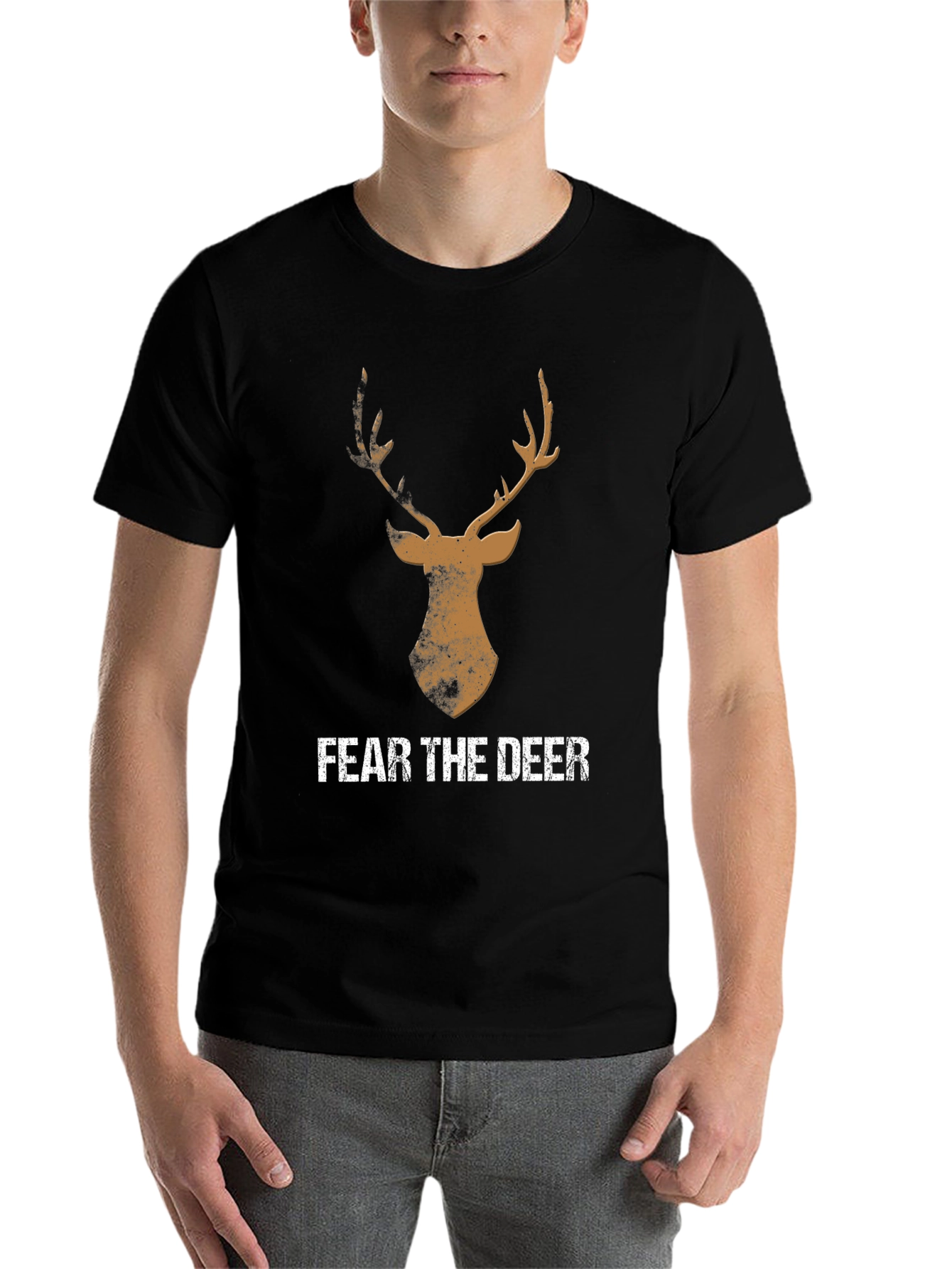 Black Fear the Deer Graphic Tee - Men's Black T-Shirt view 7