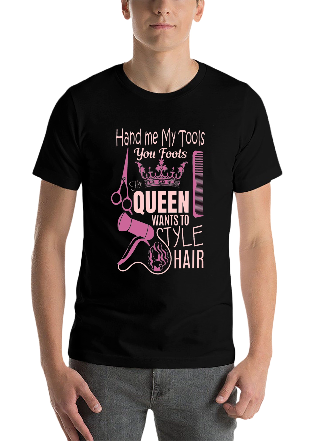 Black Queen Style Hairdresser T-Shirt view 7