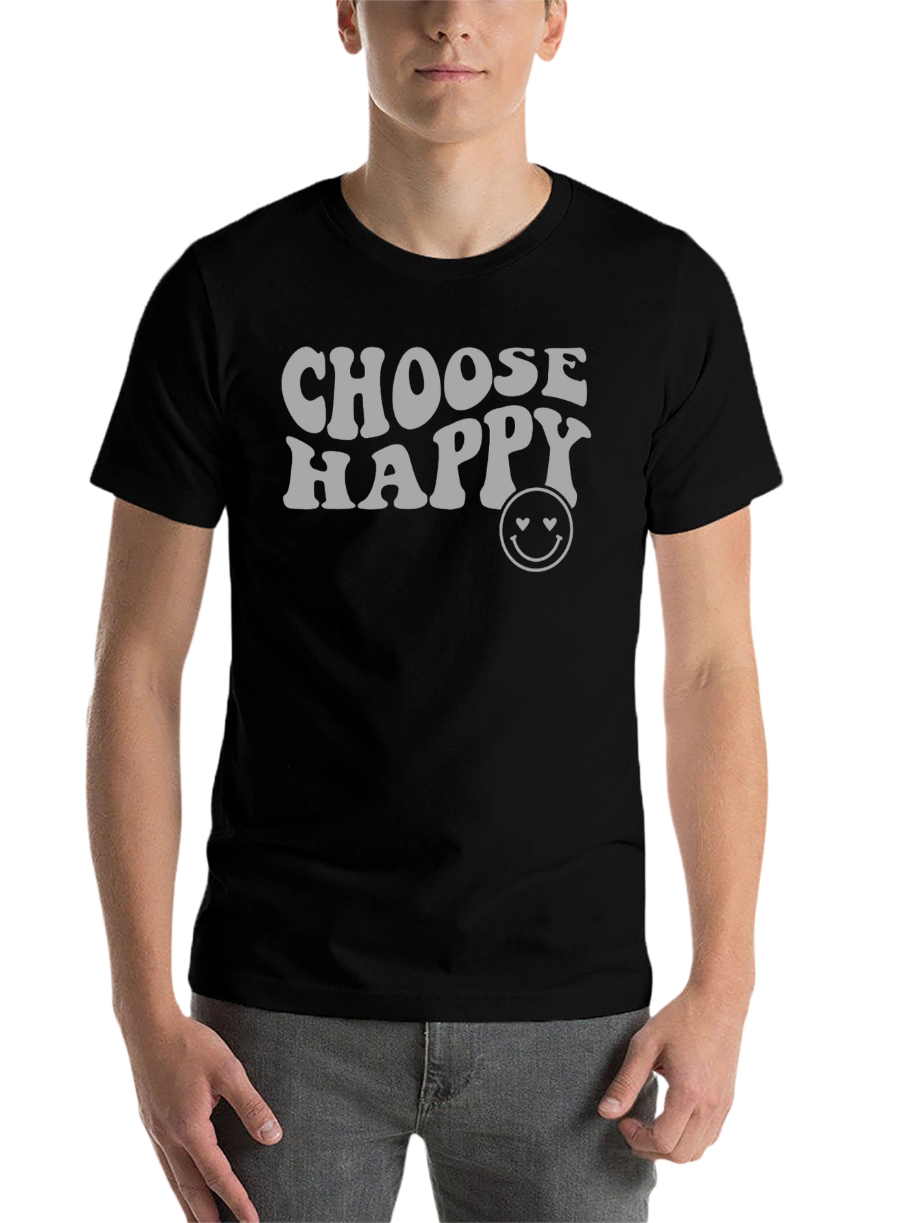 Black Choose Happy Graphic T-Shirt - Positive Vibes Tee view 7