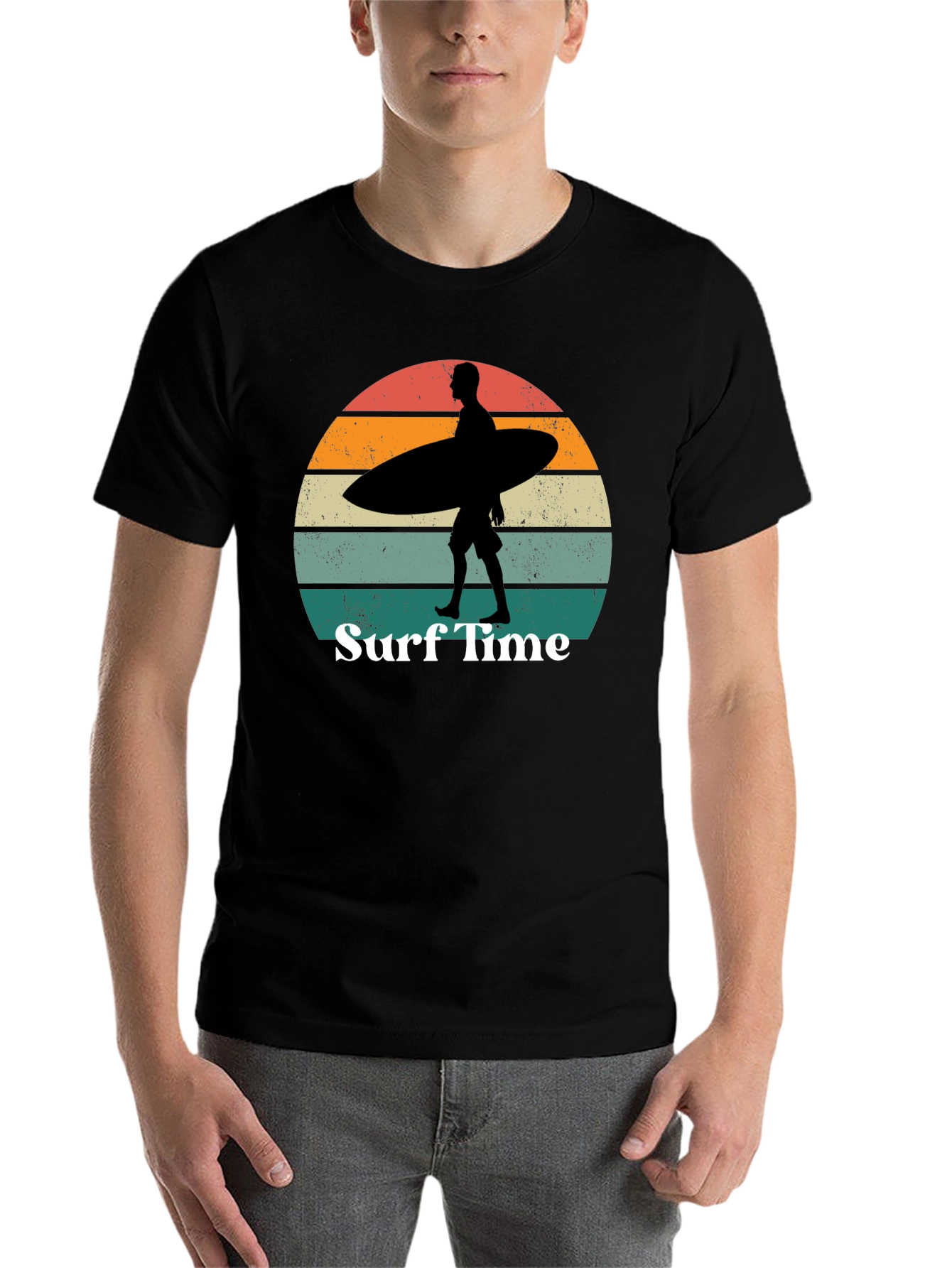 Surf Time Graphic Tee - Retro Sunset Surfer T-Shirt - 7