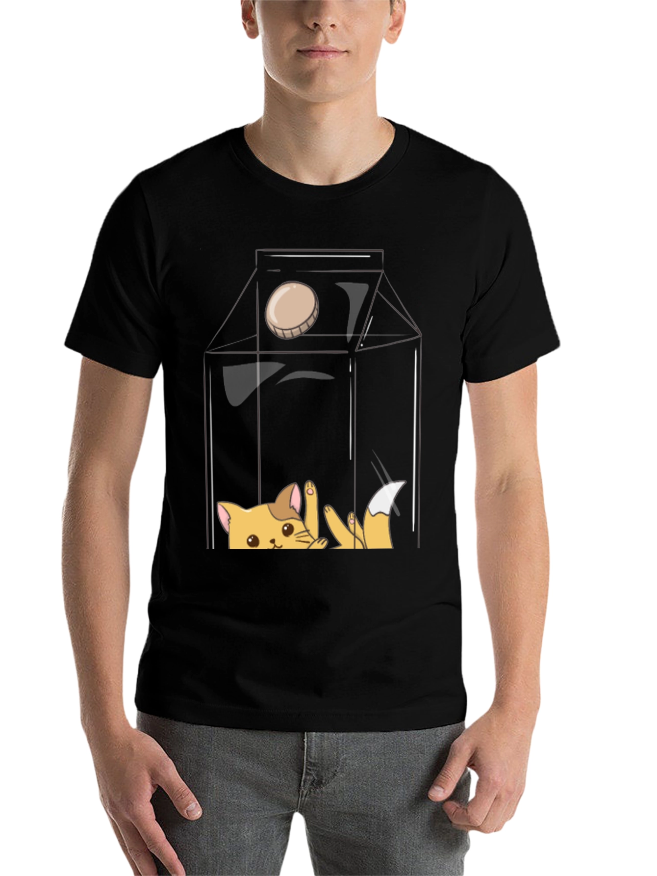 Black Cat Milk Carton Graphic Tee view 7