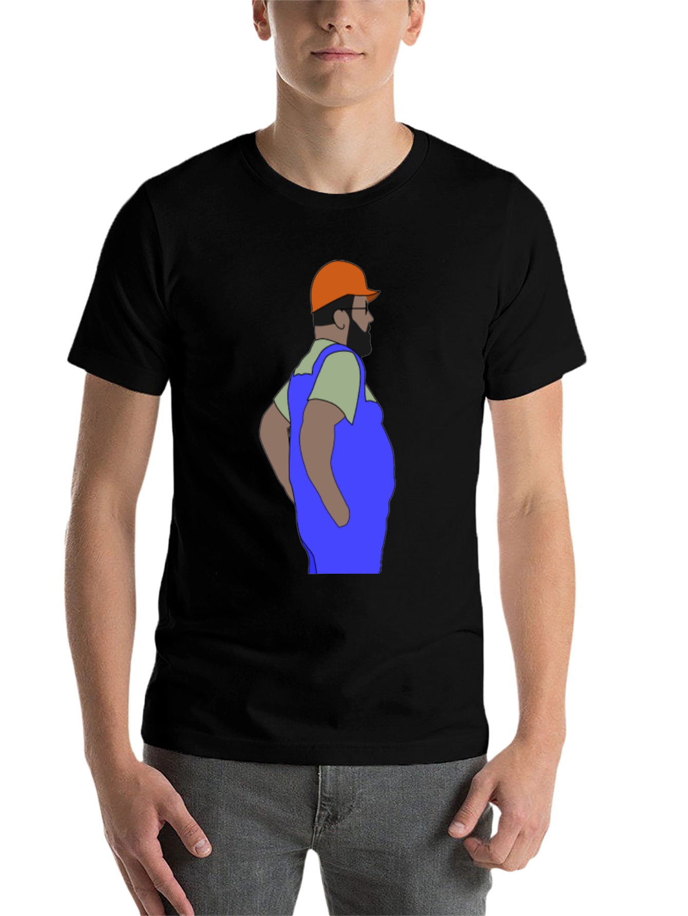 Black Cartoon Plumber Graphic T-Shirt view 7