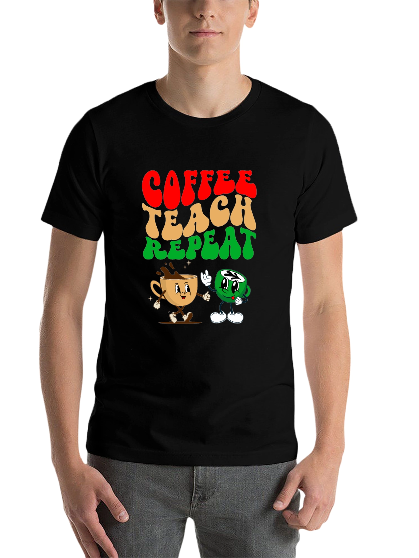 Black Coffee Teach Repeat Graphic Tee - Teacher's Essential view 7