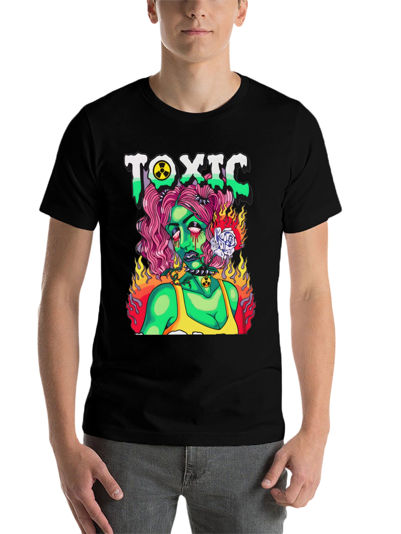 Black Toxic Zombie Girl Graphic T-Shirt view 7
