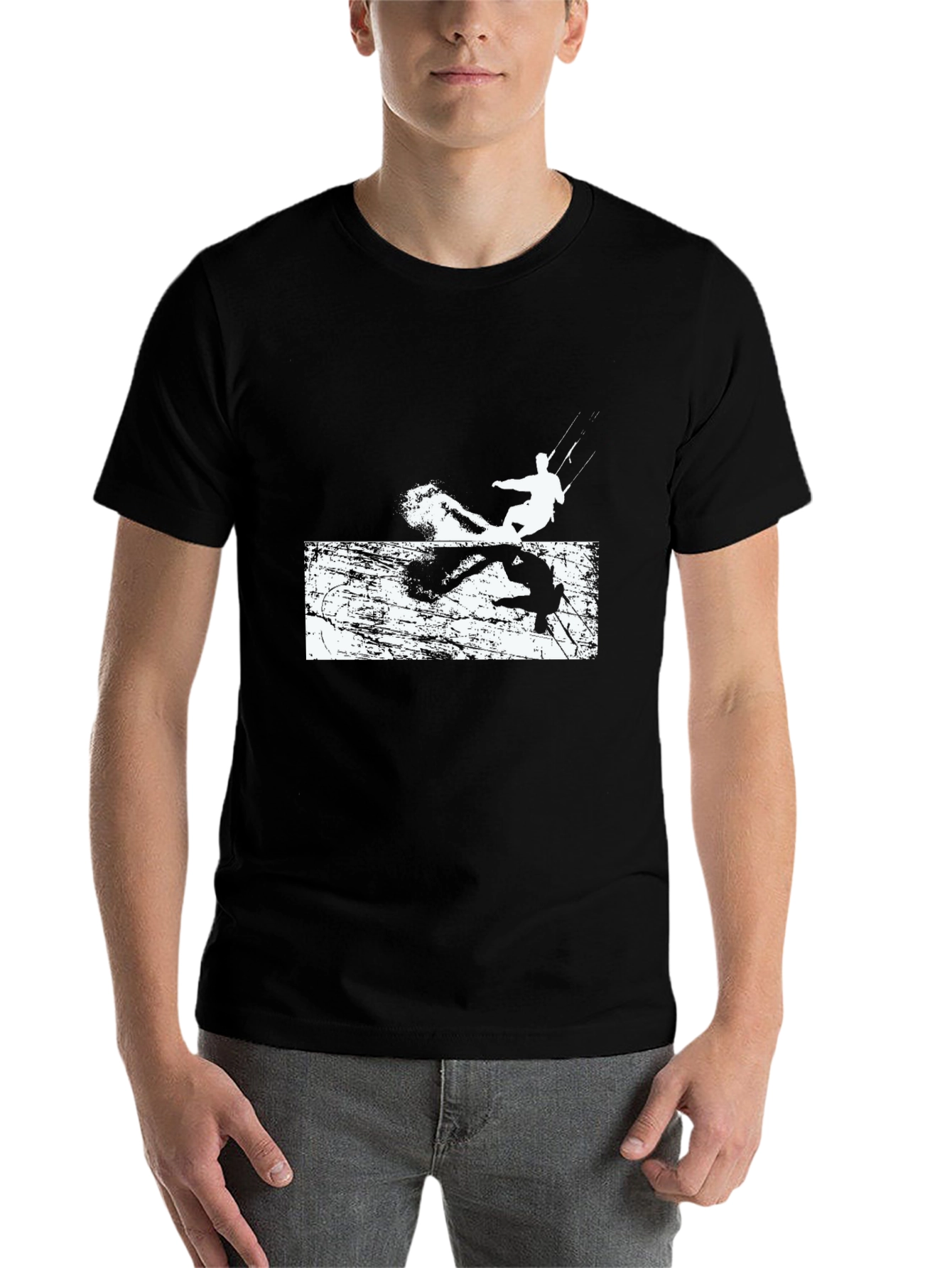 Black Cool Kitesurfing Black Tee Shirt view 7