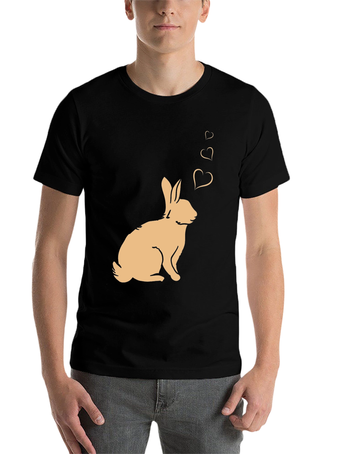 Black Rabbit Love Heart T-Shirt - Black view 7