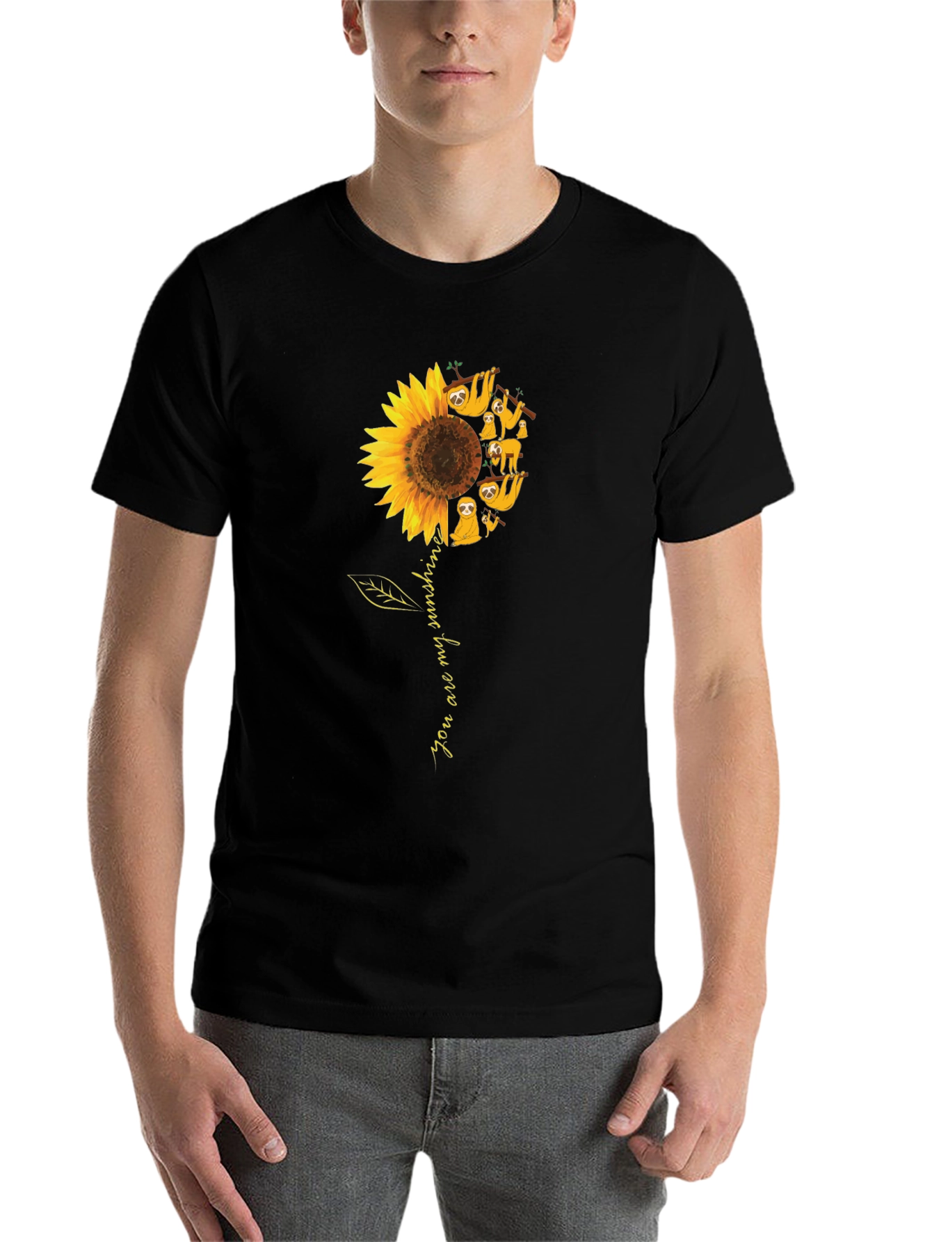 Black Sloth Sunflower Graphic T-Shirt - You Are My Sunshine view 7