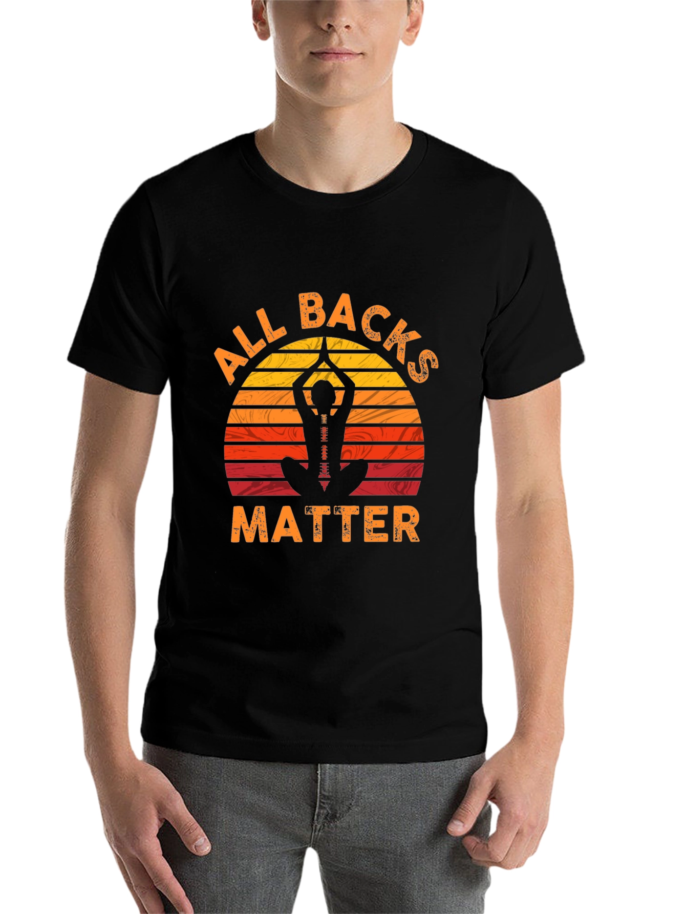 Black All Backs Matter Yoga T-Shirt view 7