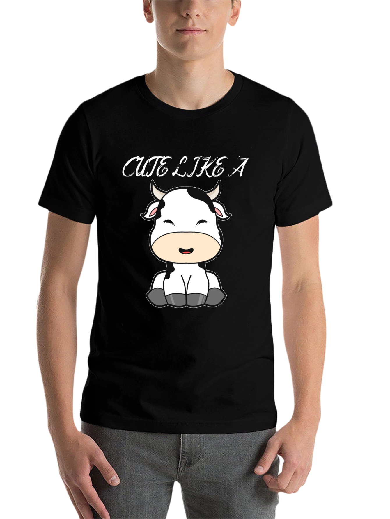 Black Cute Like a Cow Black T-Shirt view 7