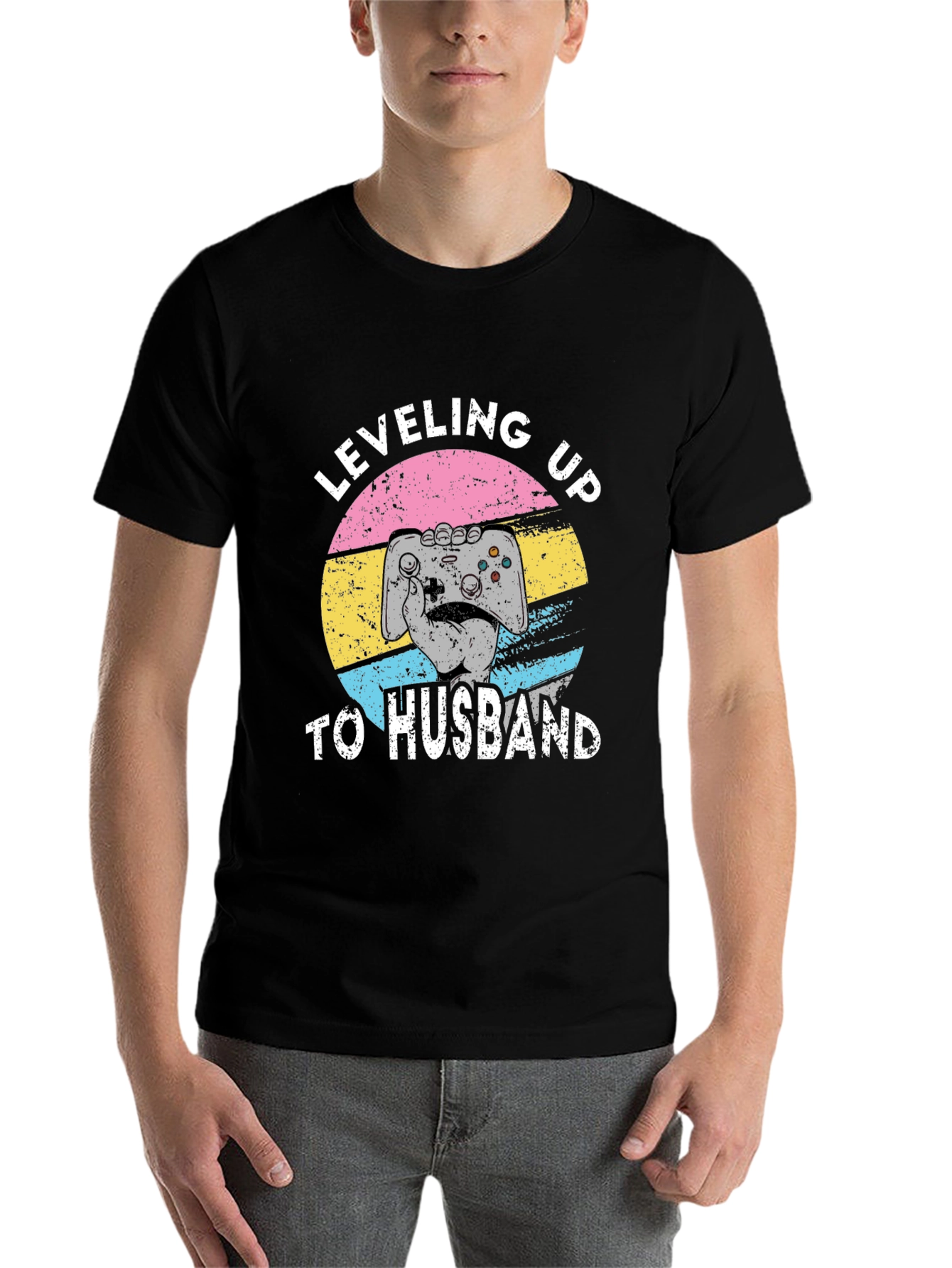 Black Leveling Up to Husband Gamer T-Shirt view 7
