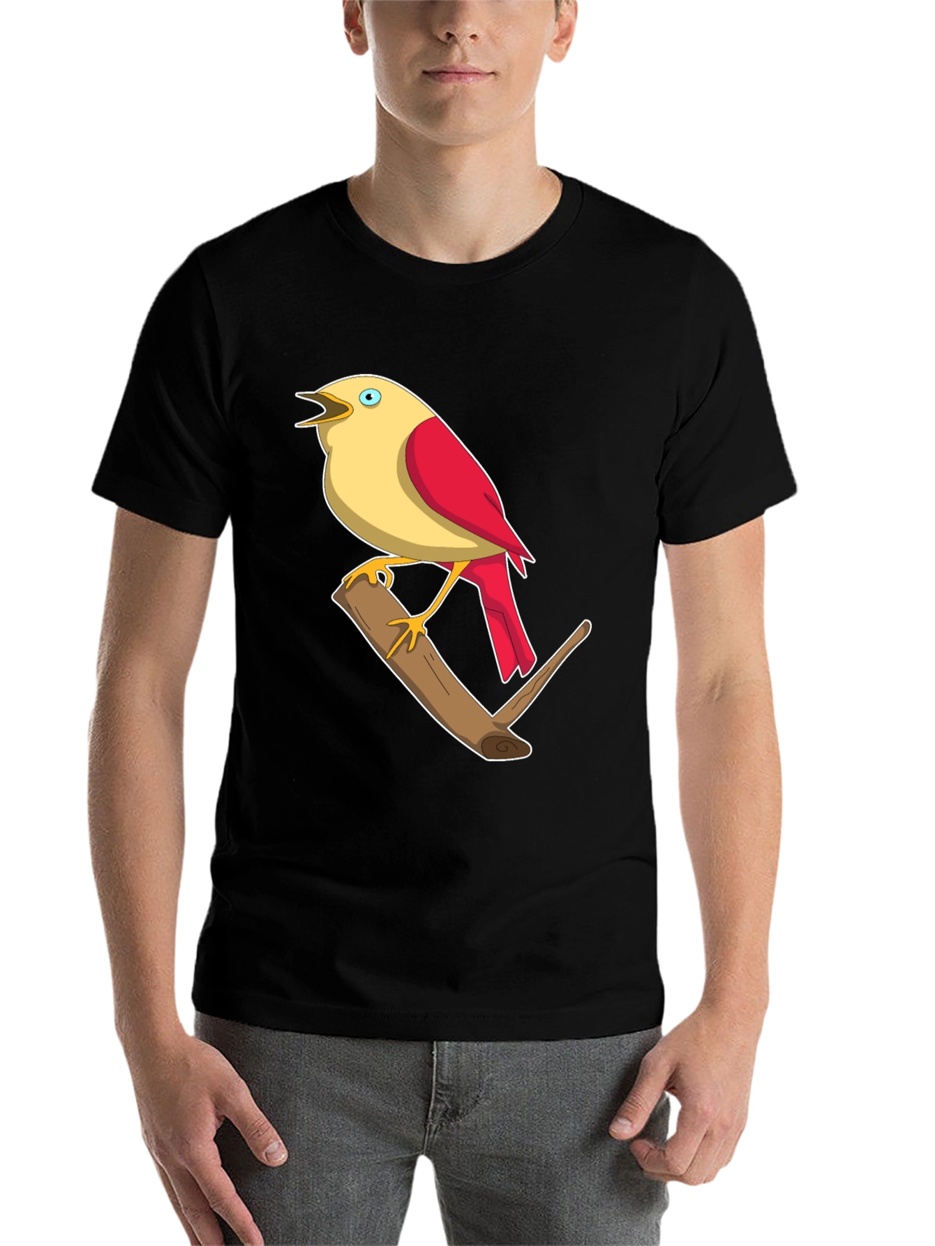 Black Bird on Branch Graphic T-Shirt view 7