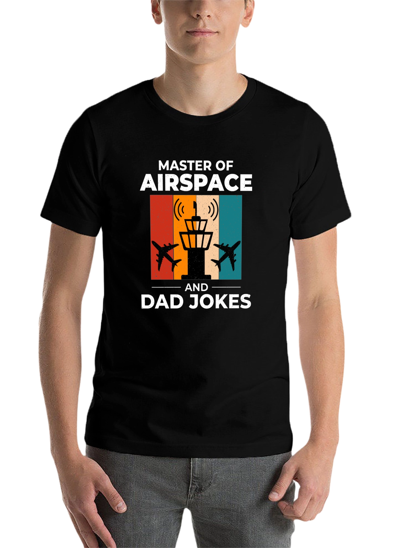 Black Master of Airspace Dad Jokes Funny T-Shirt view 7