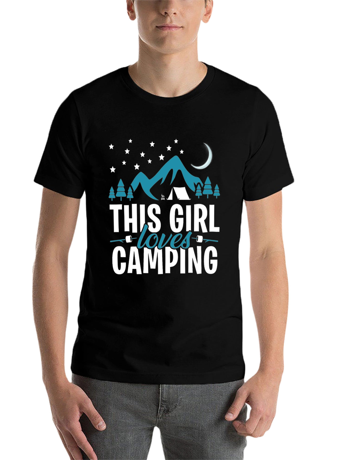 Black This Girl Loves Camping T-Shirt view 7