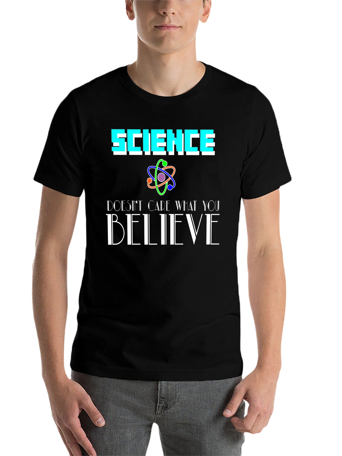 Black Science Doesn't Care What You Believe Black T-Shirt view 7