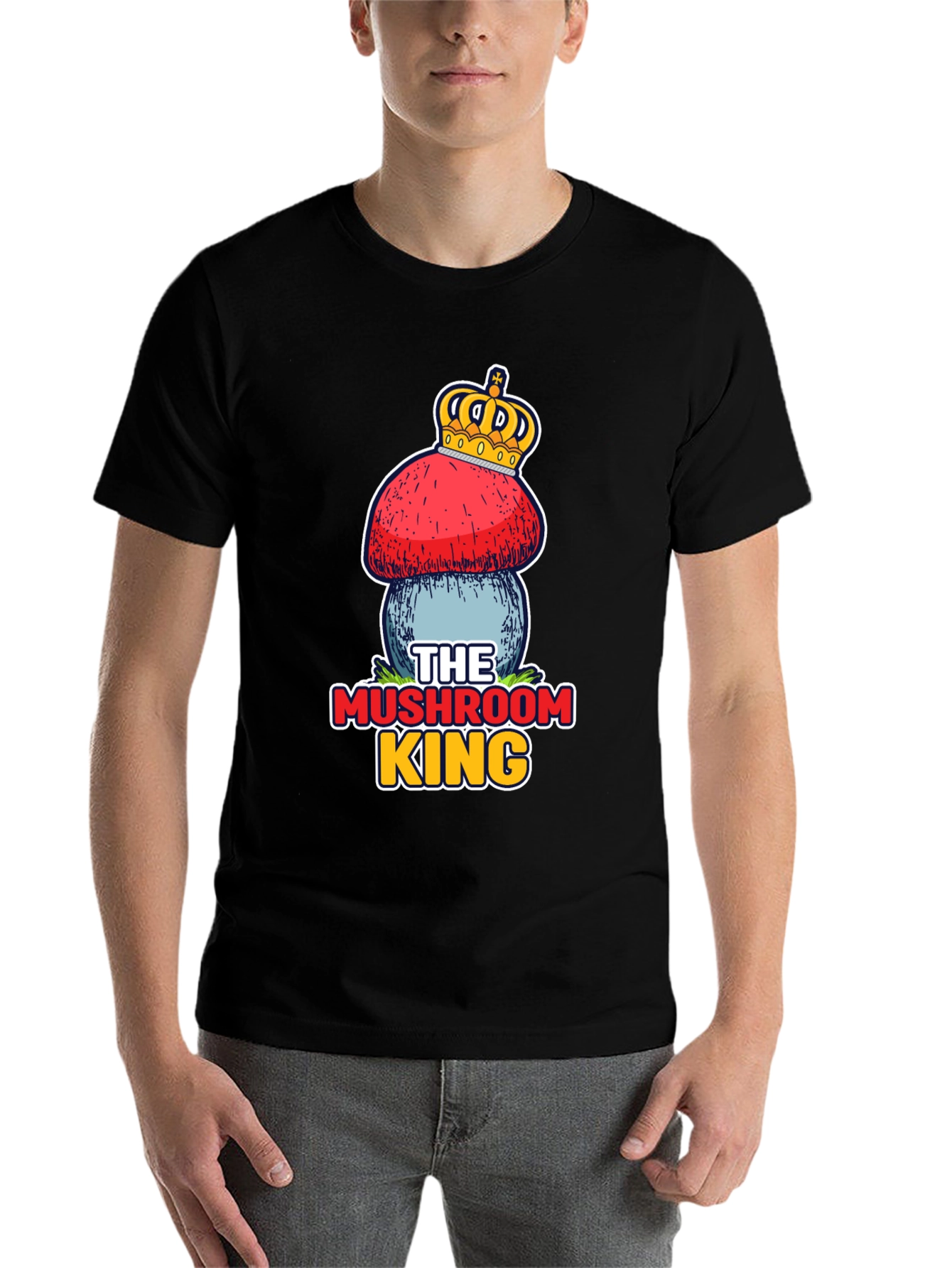 Black Mushroom King T-Shirt - Unique Graphic Tee view 7
