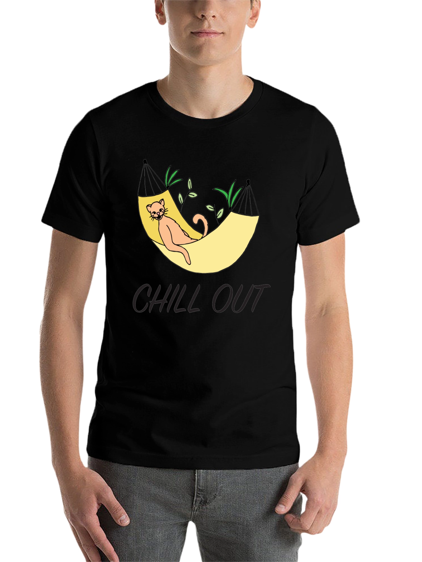 Black Chill Out Cat Hammock Graphic Tee - Relaxed Fit view 7