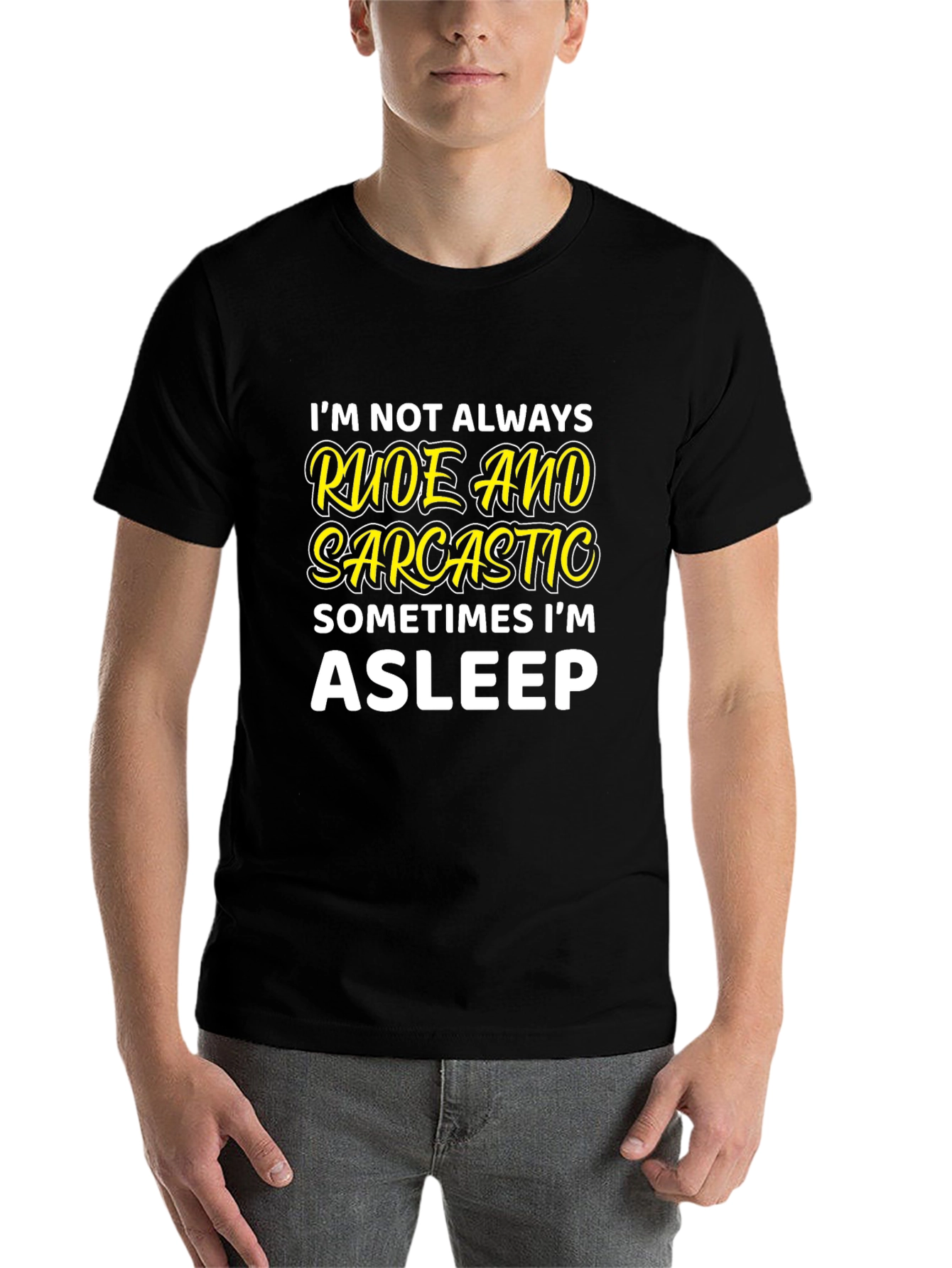 Black Rude & Sarcastic Asleep T-Shirt view 7