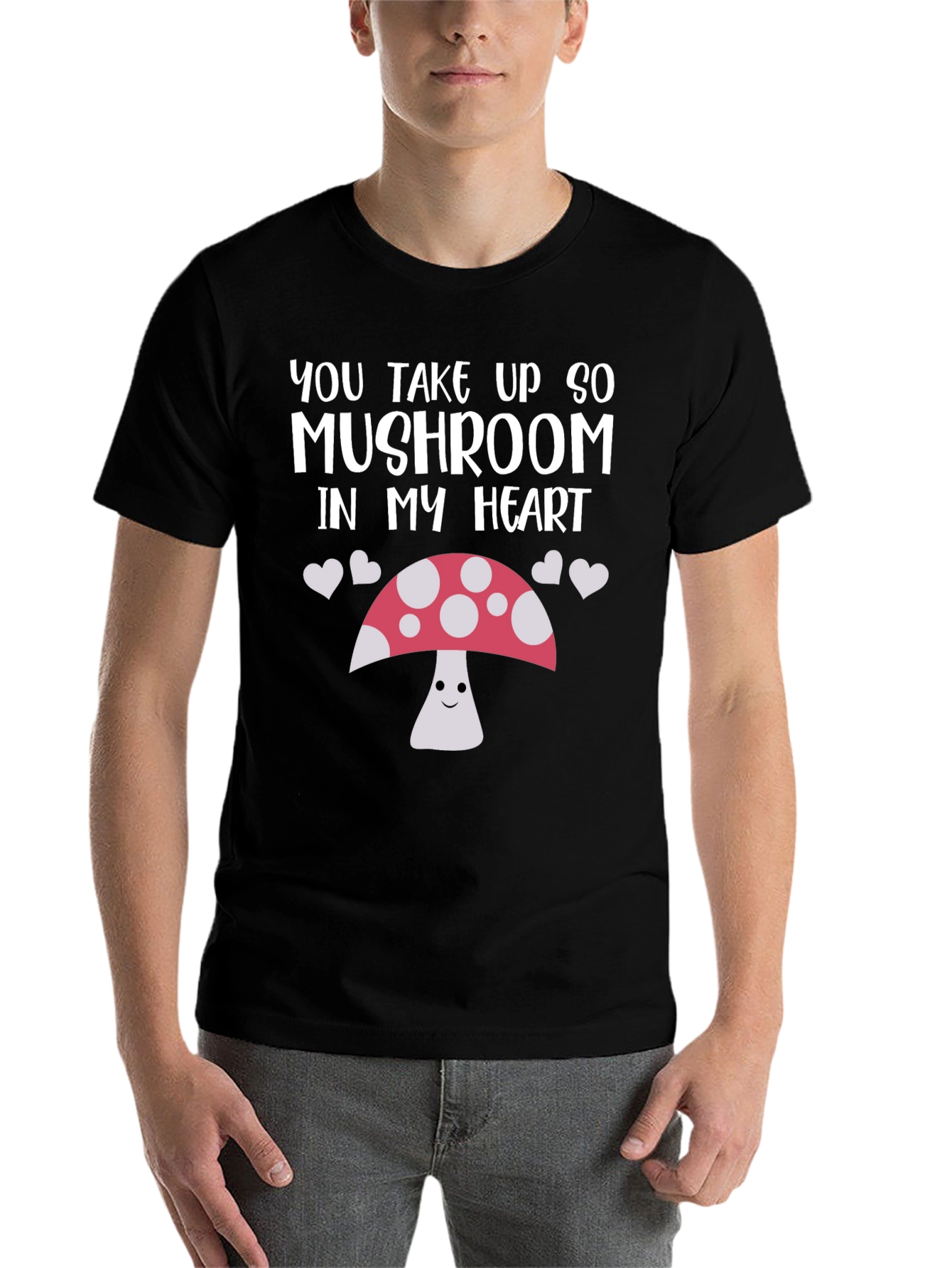 Black Mushroom Heart Graphic Tee - Cute & Funny Shirt view 7