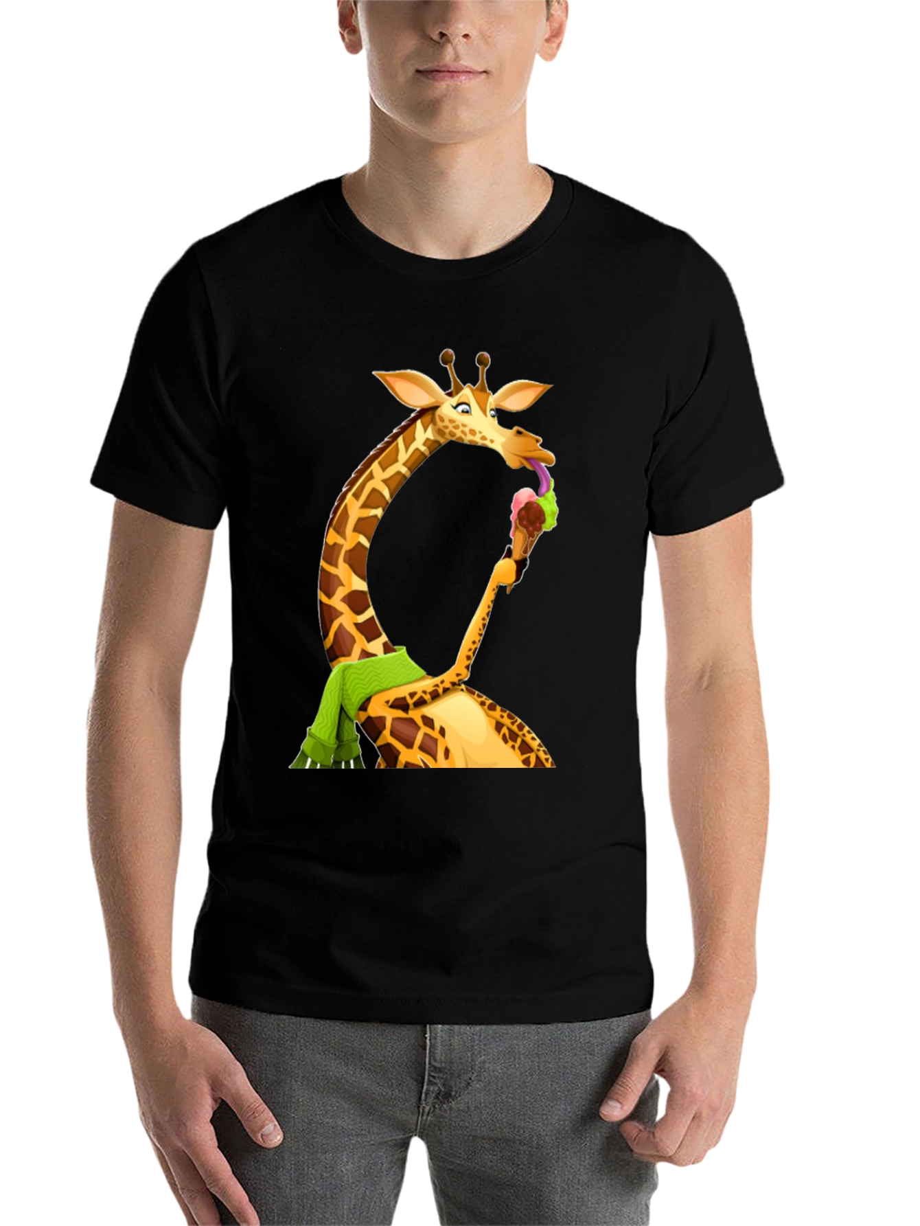 Black Giraffe Ice Cream T-Shirt - Fun Novelty Tee view 7