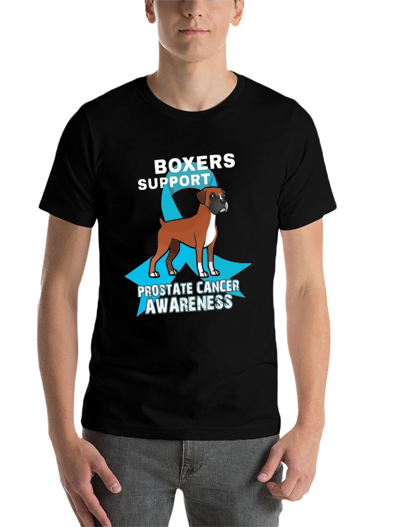 Black Boxers Support Prostate Cancer Awareness Graphic Tee view 7