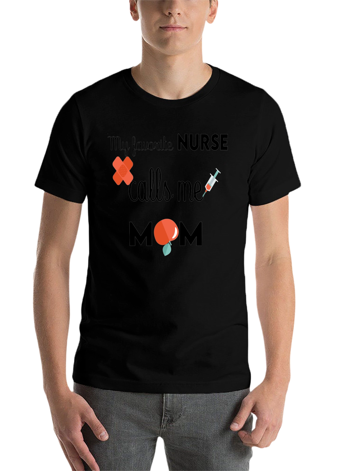 Black Nurse Mom T-Shirt - Favorite Nurse Gift view 7