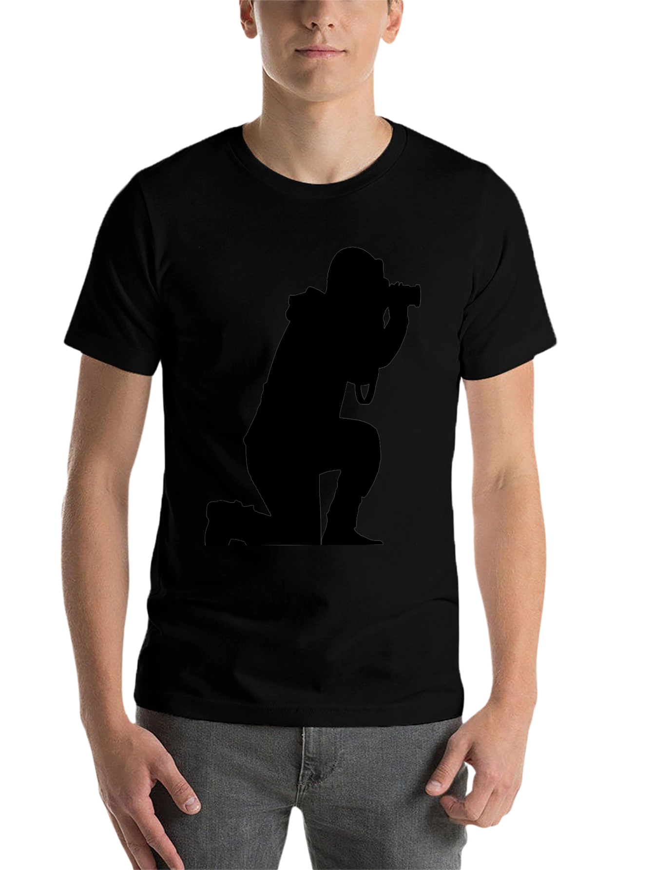 Black Photographer Silhouette Black T-Shirt view 7