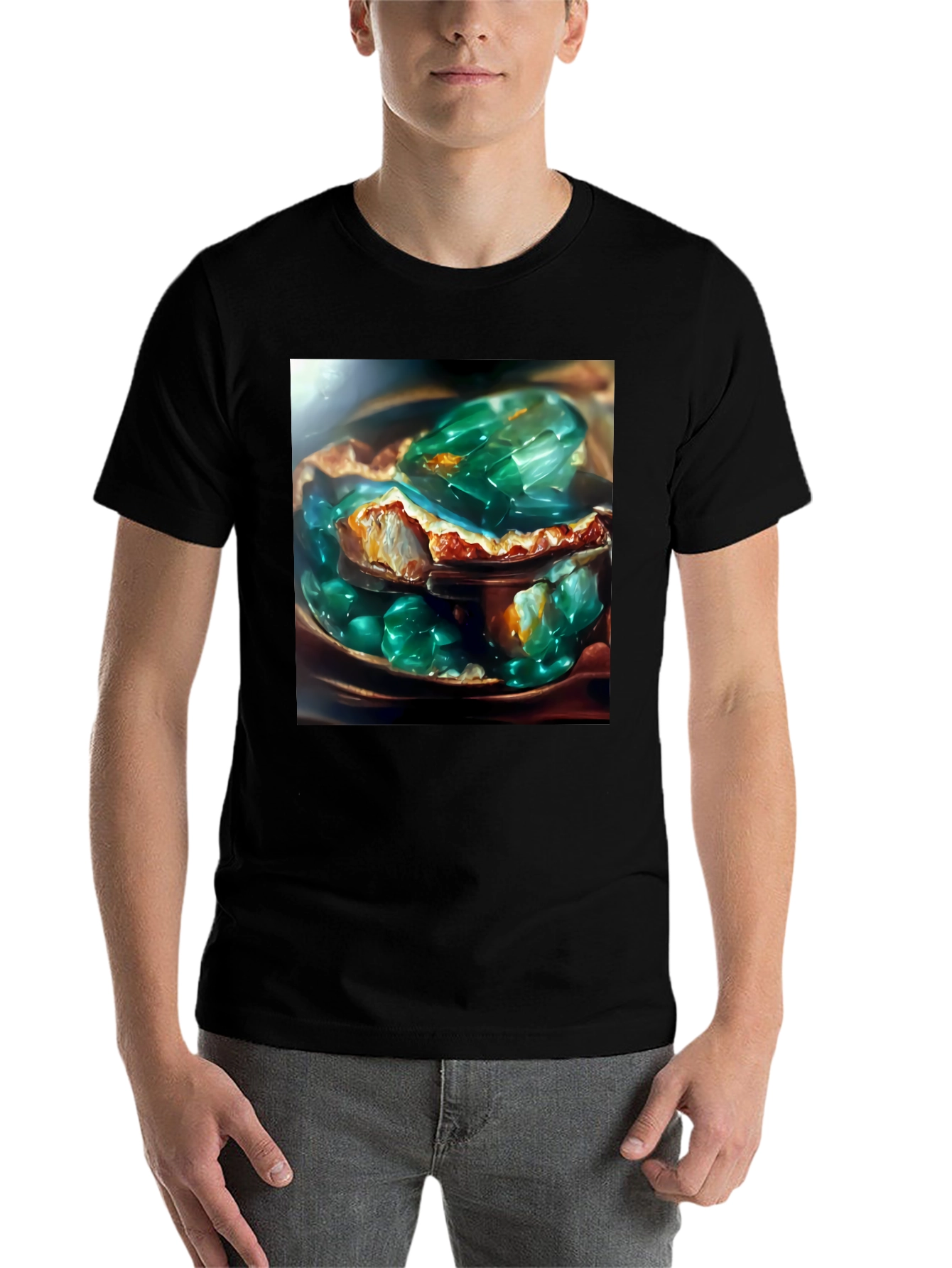 Black Emerald Jelly Pie Graphic Tee - Novelty Dessert T-Shirt view 7