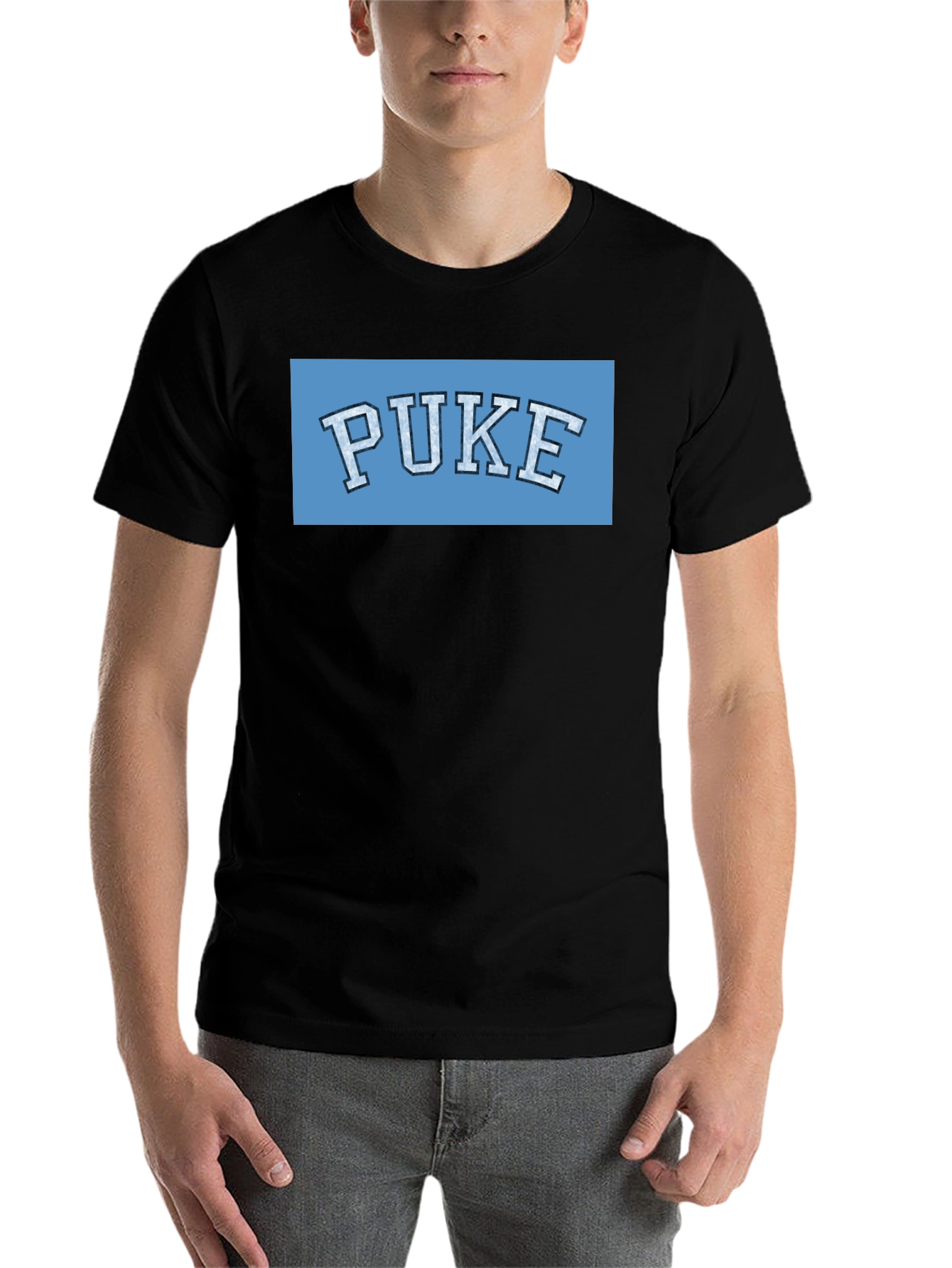 Black PUKE Graphic T-Shirt - College Humor Tee view 7