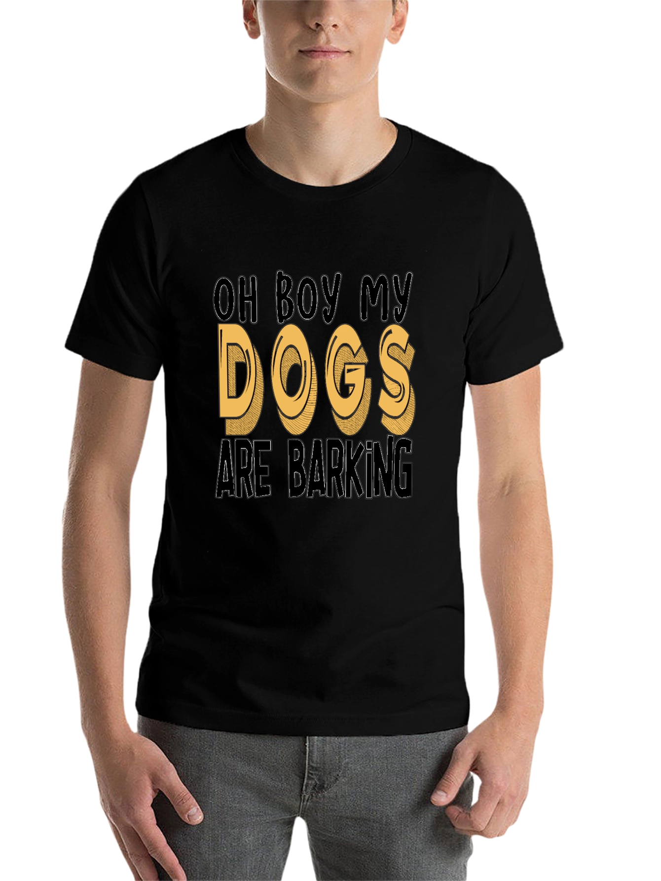 Black Oh Boy My Dogs Are Barking Funny T-Shirt view 7