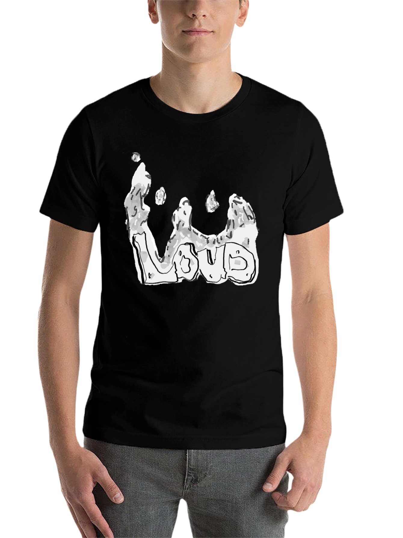Black Men's Black "Loud" Graphic Tee view 7