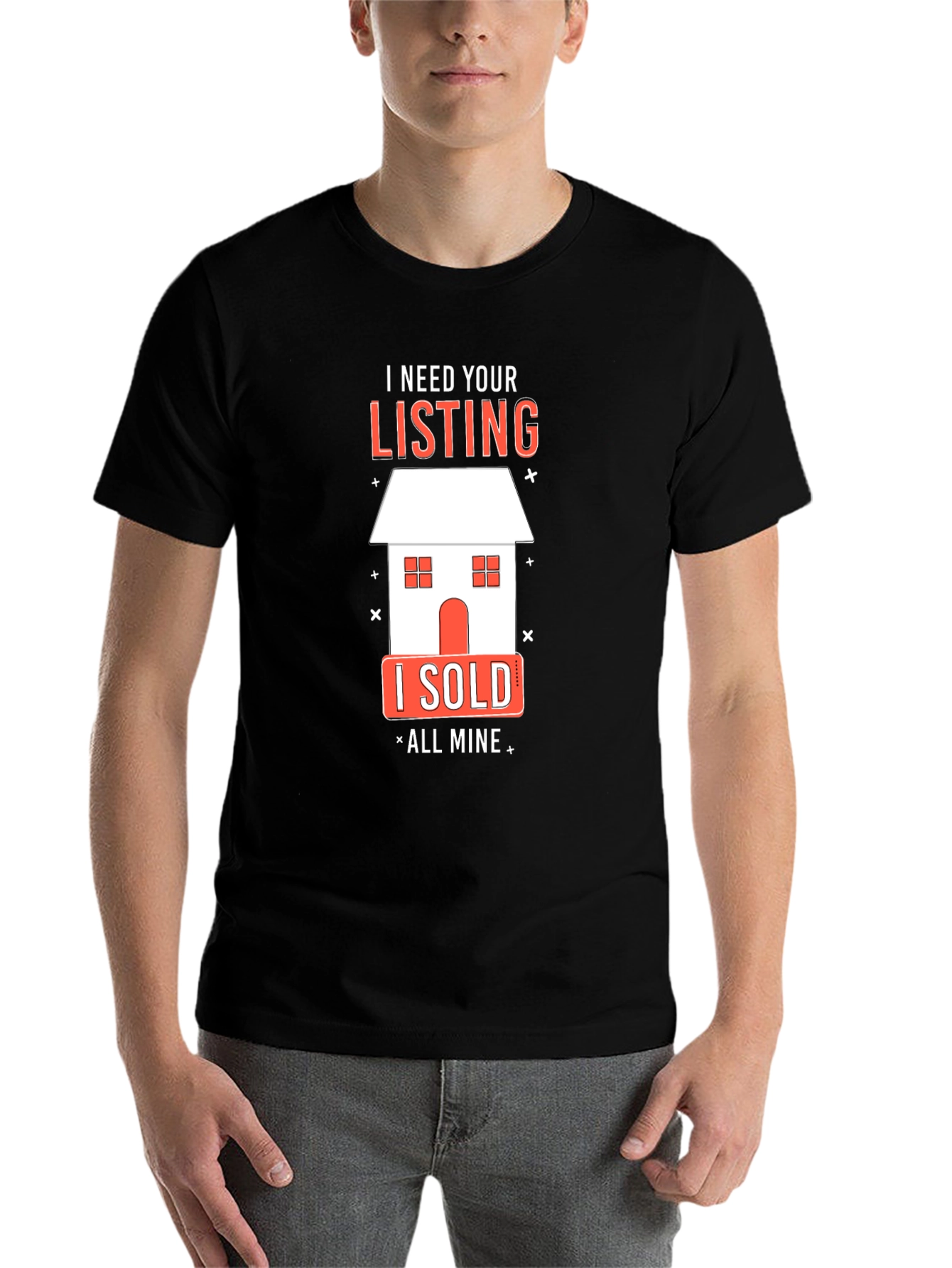 Black Realtor T-Shirt: I Need Your Listing - All Mine view 7