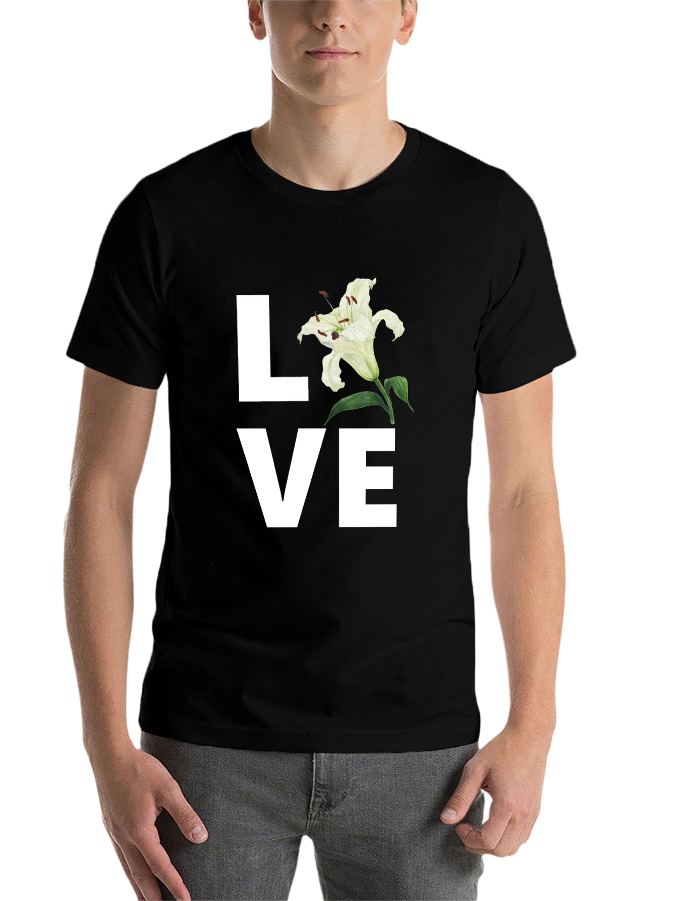 Black Floral LOVE Graphic T-Shirt - Stylish Unisex Tee view 7