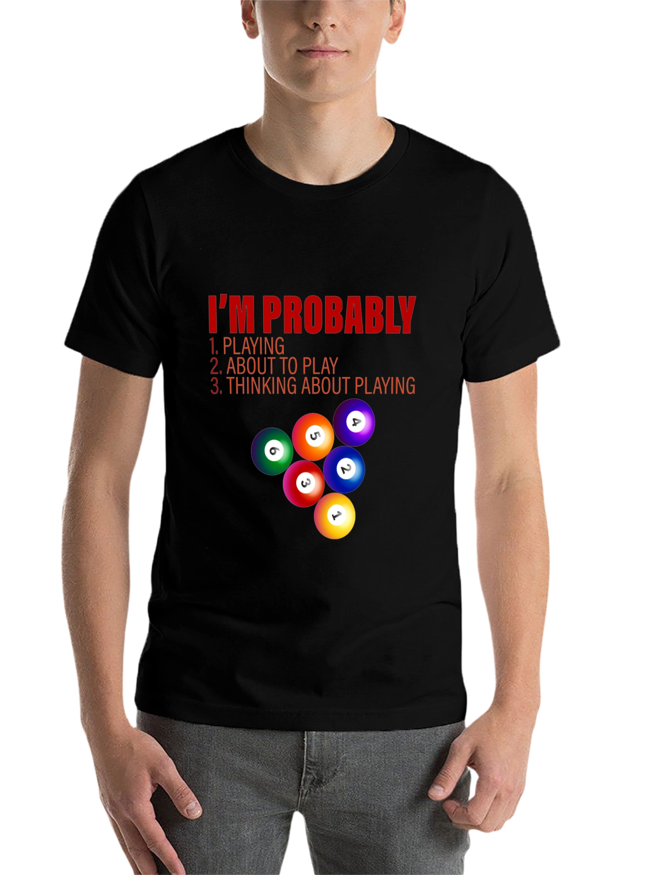 Black Billiard Player T-Shirt - I'm Probably Playing view 7