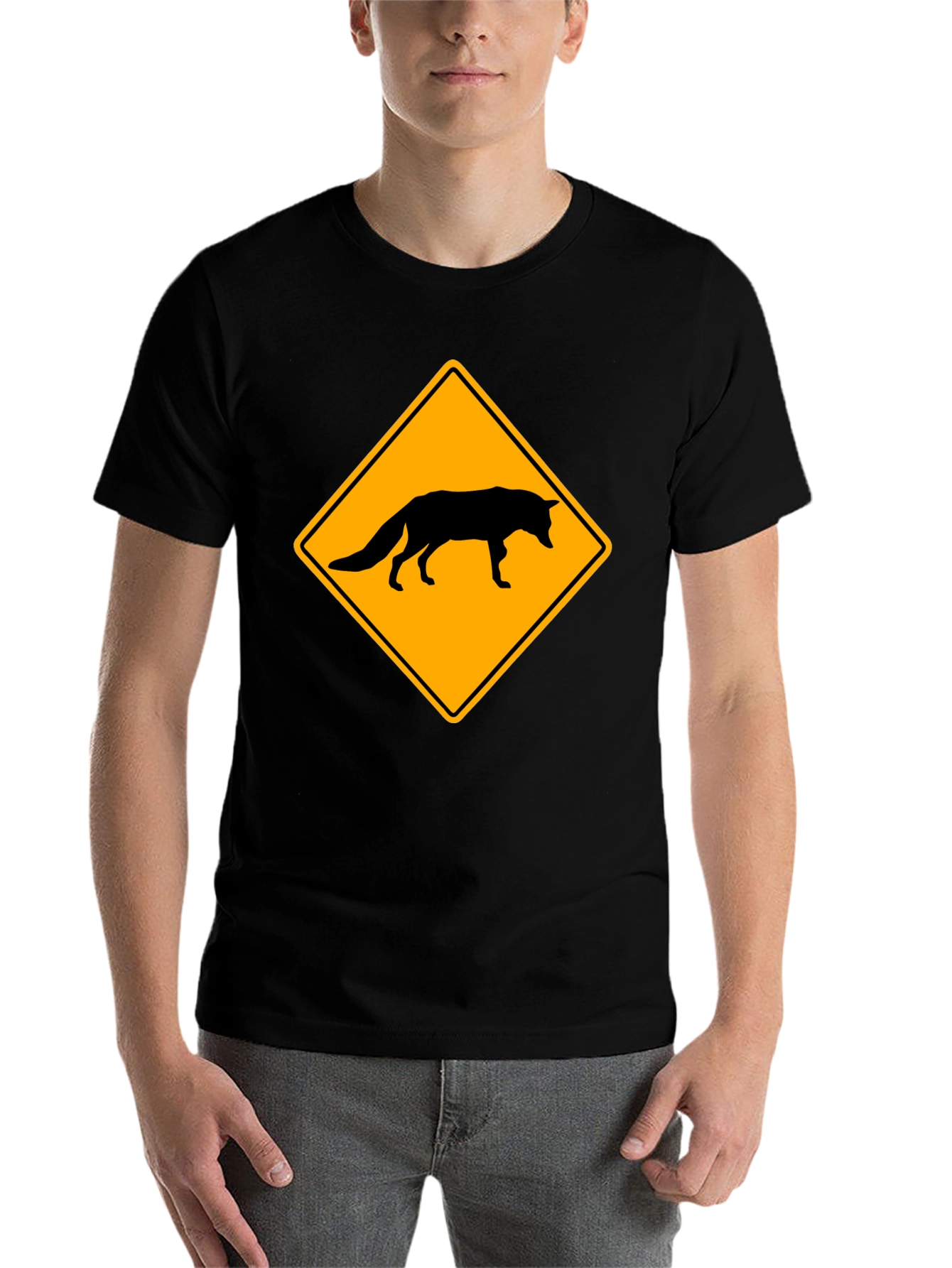 Black Fox Crossing T-Shirt - Black Crew Neck Tee view 7