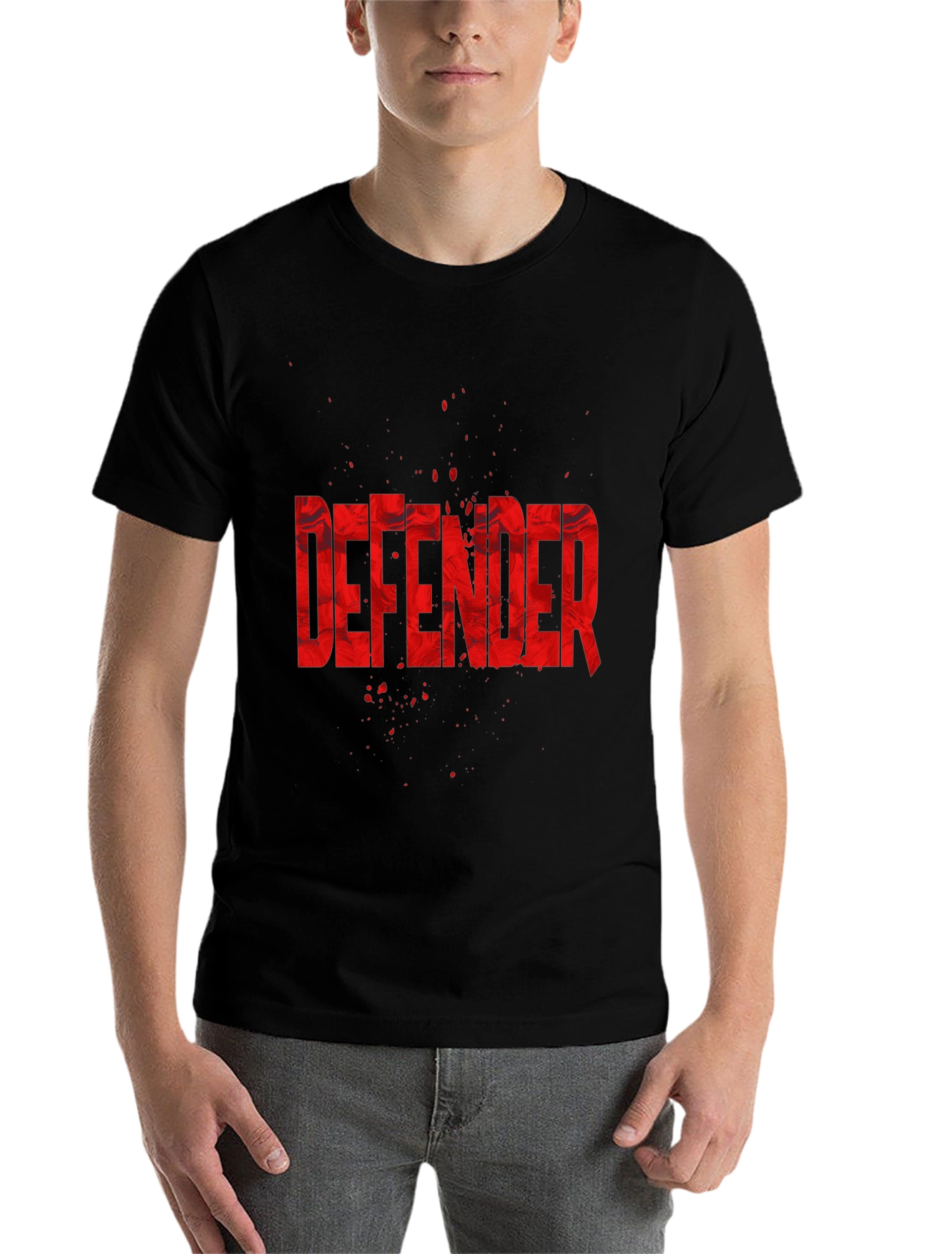 Black Defender Graphic Tee - Black Cotton Blend view 7