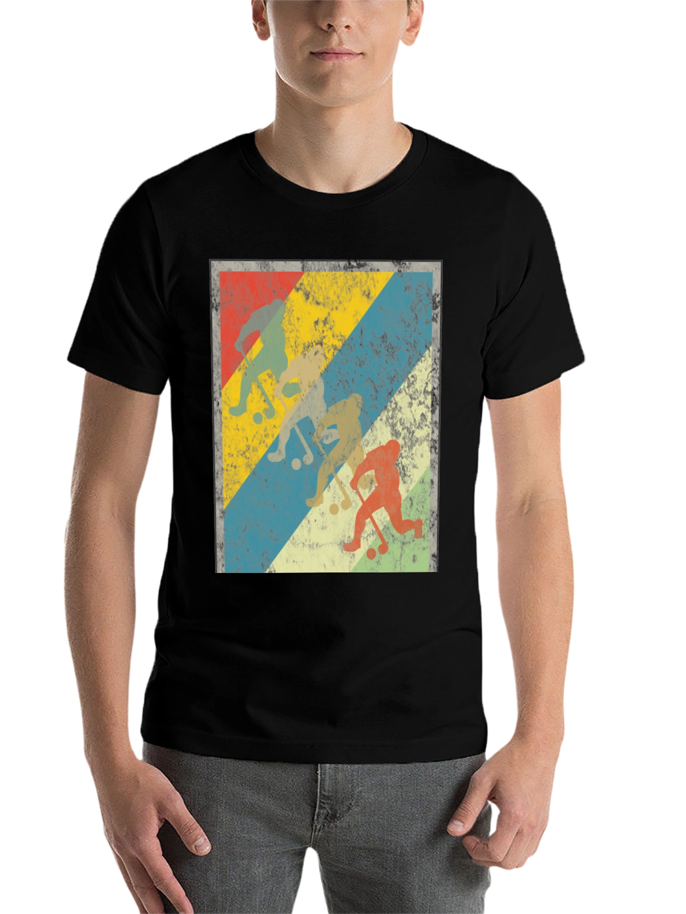 Black Vintage Bigfoot Hockey T-Shirt view 7