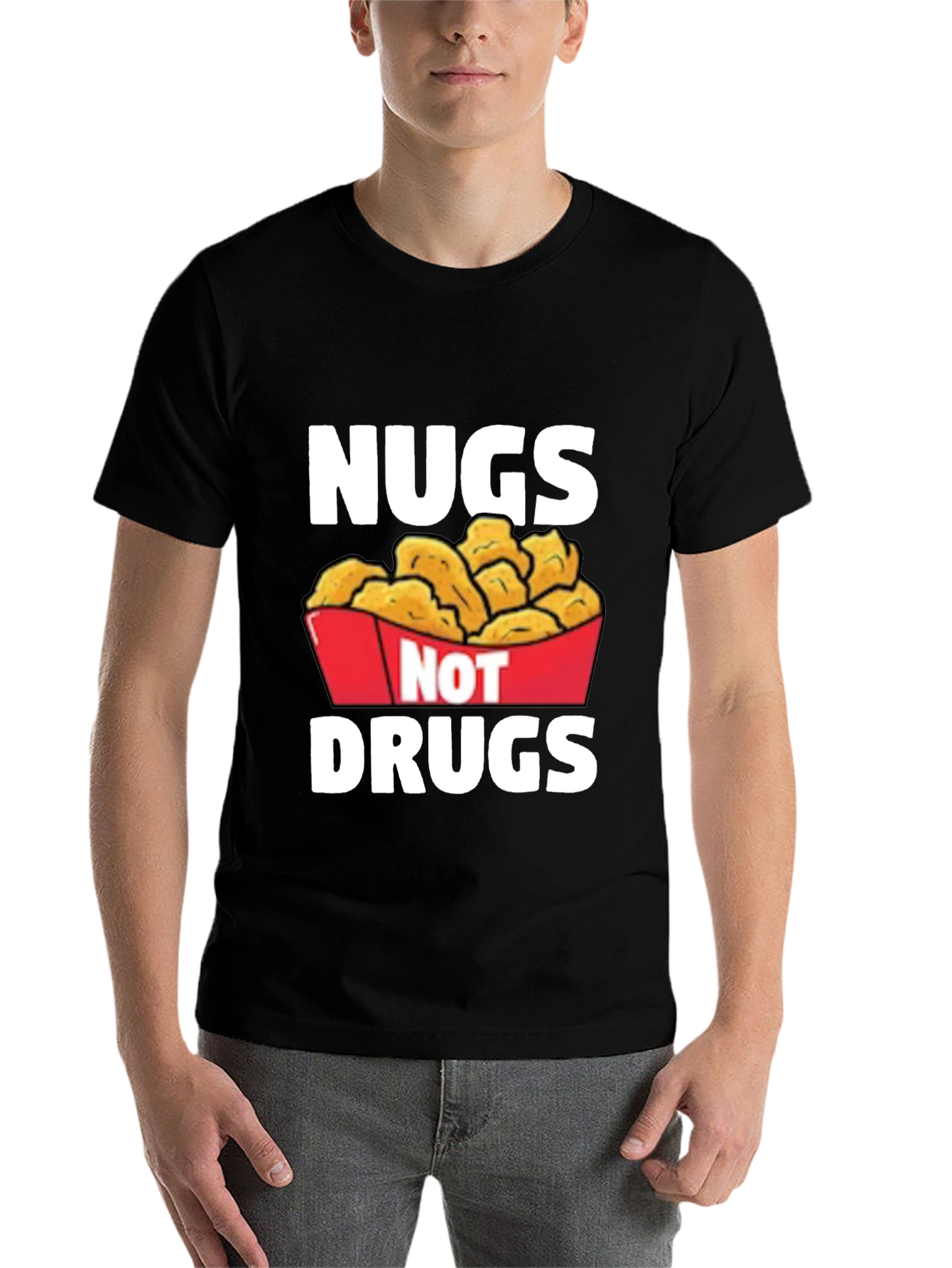 Black Nugs Not Drugs Graphic T-Shirt - Funny Foodie Tee view 7