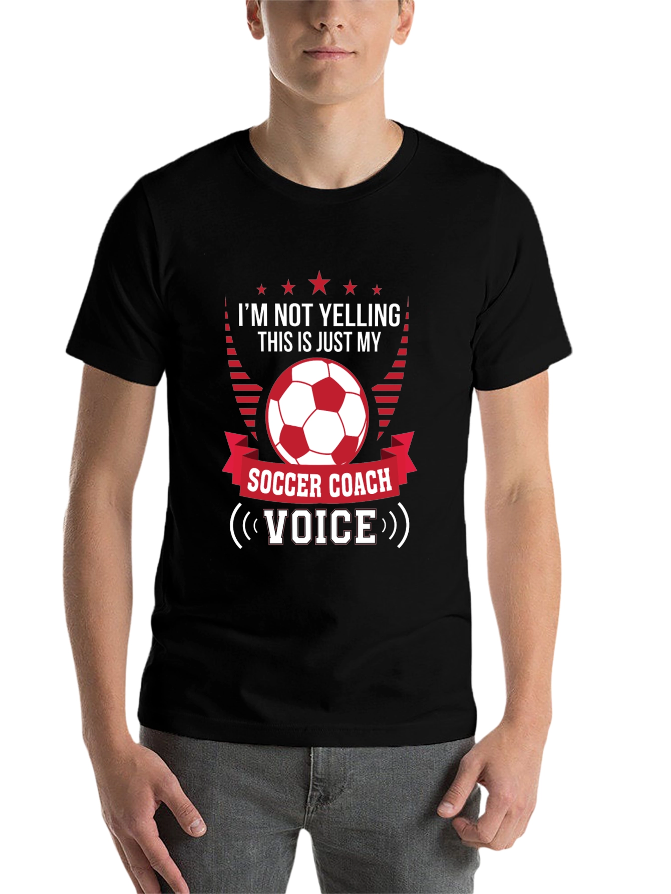 Black Soccer Coach Voice T-Shirt - Funny Sports Tee view 7