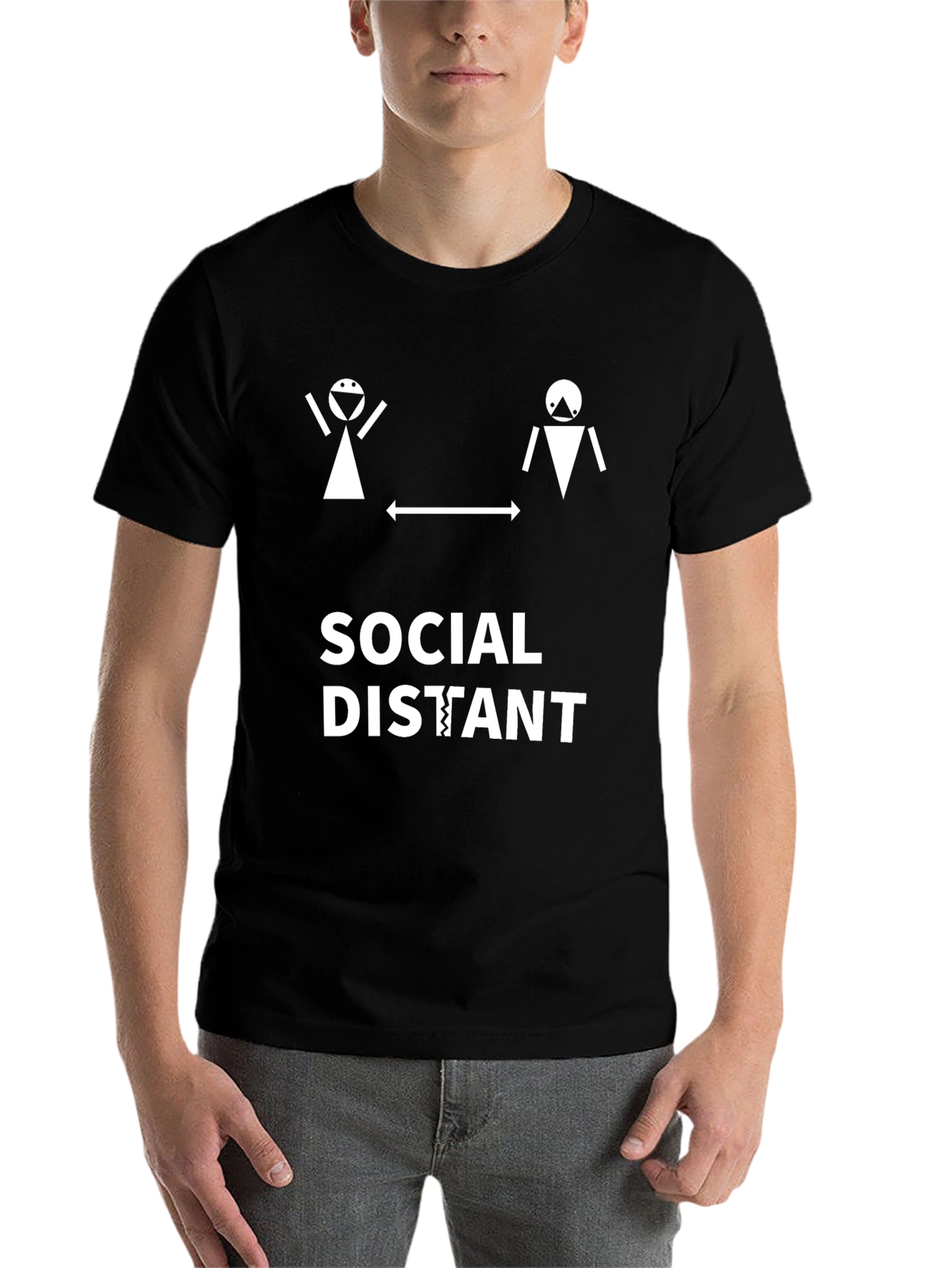 Black Social Distant T-Shirt - Stay Safe & Stylish! view 7