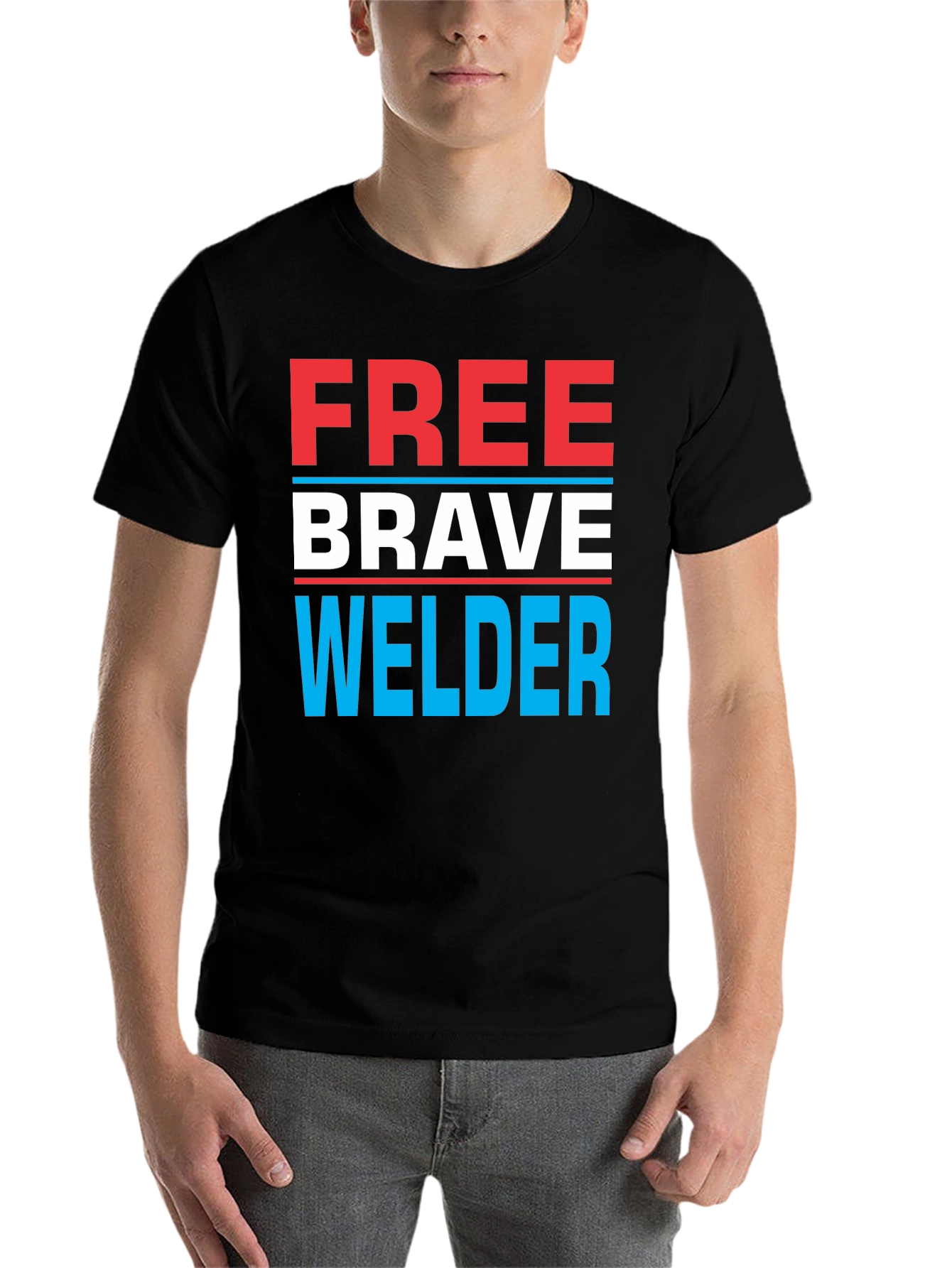 Black Free Brave Welder Graphic Tee - Black view 7