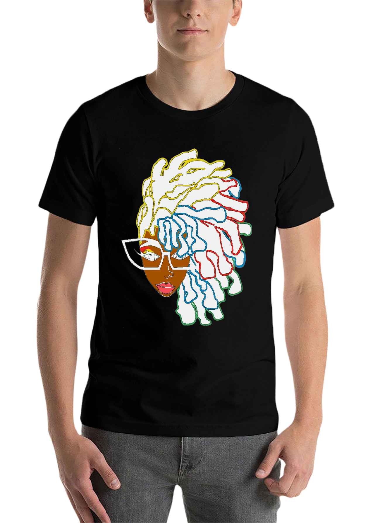 Black Cool Graphic Tee - Abstract Afro Art view 7