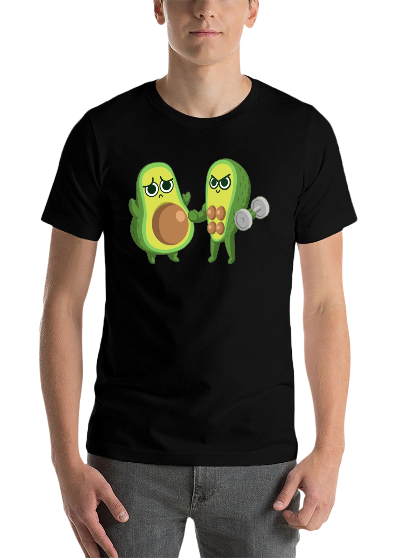 Black Funny Avocado Gym T-Shirt - Black view 7