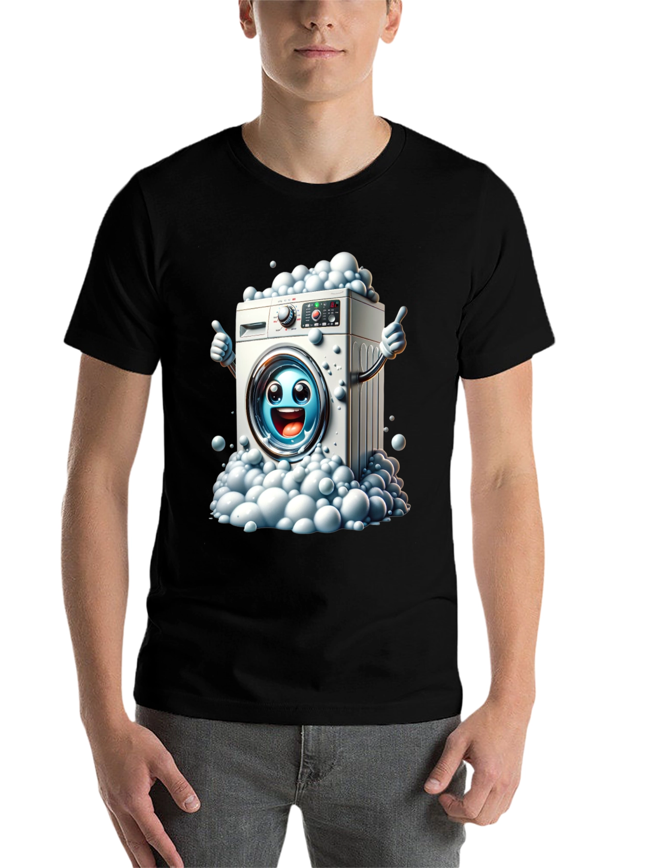 Black Funny Washing Machine Graphic Tee view 7