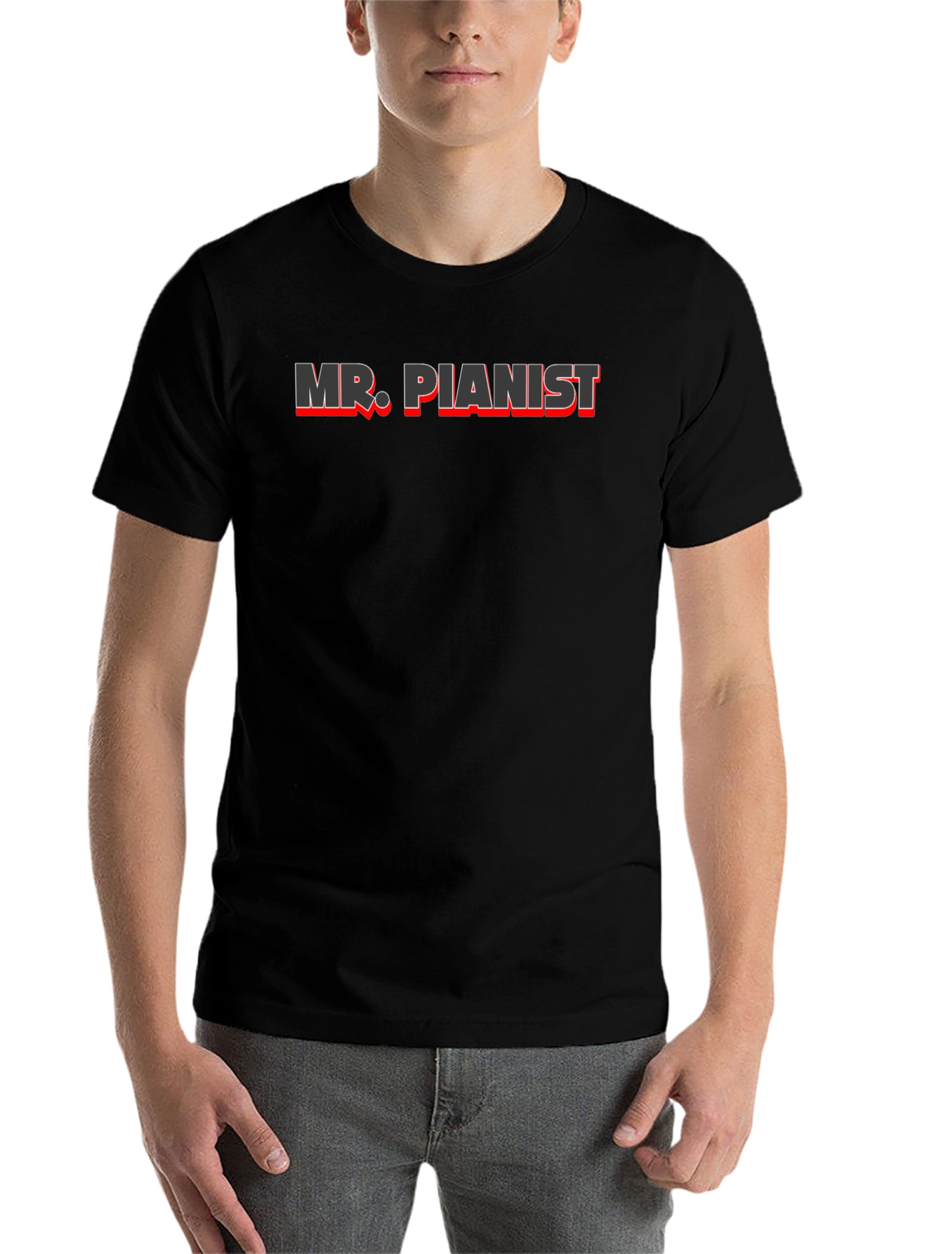 Black Mr. Pianist Graphic T-Shirt - Music Lover Tee view 7