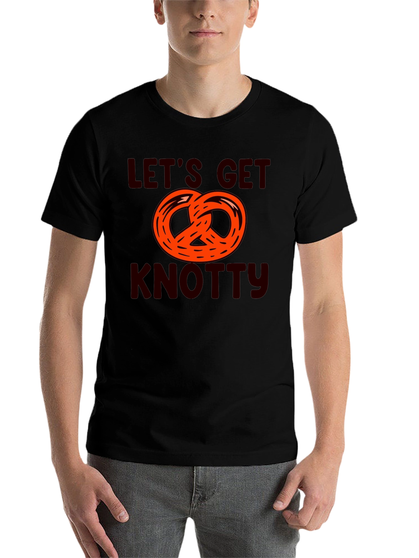 Black Let's Get Knotty Pretzel Graphic T-Shirt view 7