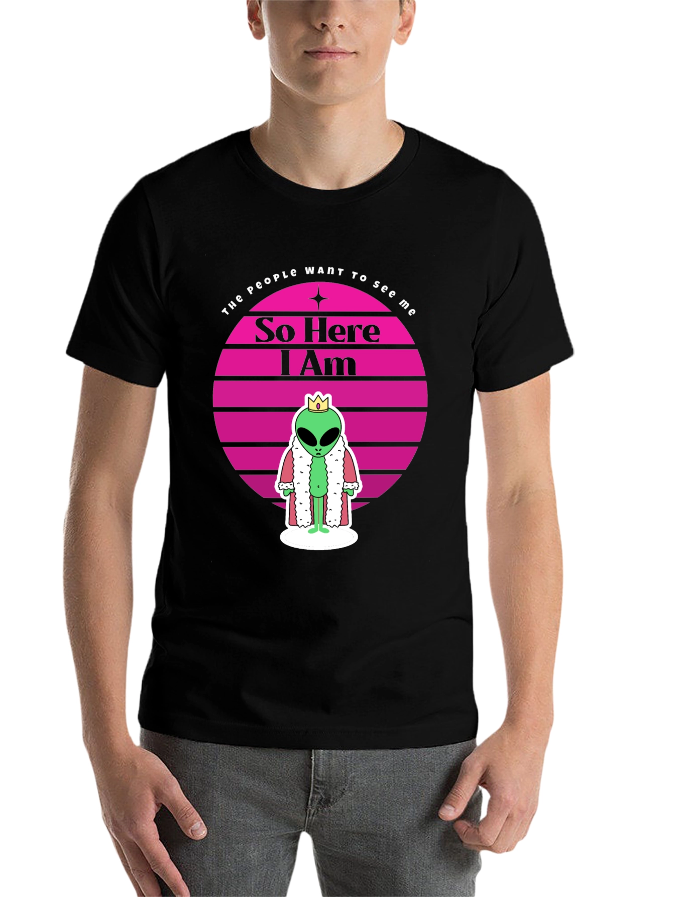 Black So Here I Am Alien King T-Shirt view 7